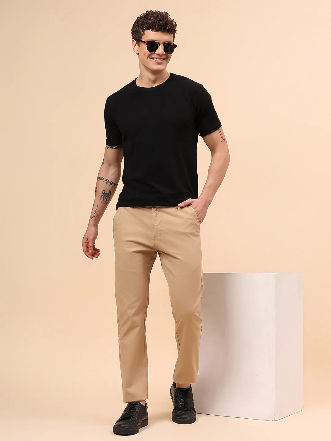 Casual Trouser for Men | Breathable & Soft with Color Fastness Regular Fit Cotton Blend Fabric Solid Pattern Button Closure - Image 2