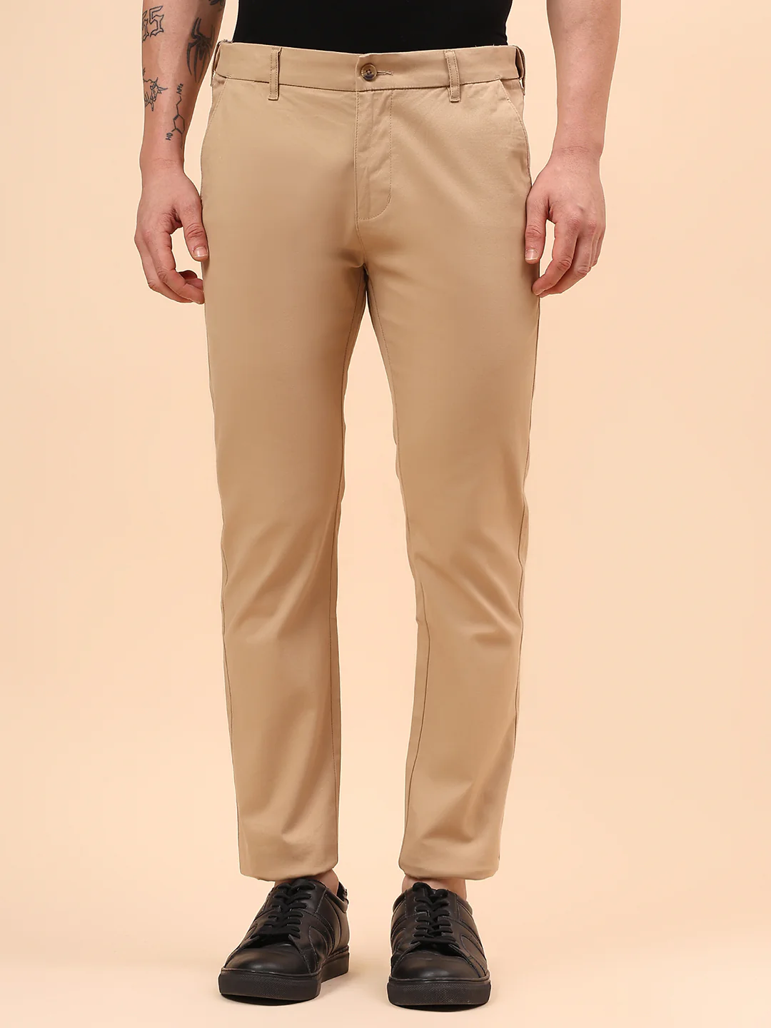 Casual Trouser for Men | Breathable & Soft with Color Fastness Regular Fit Cotton Blend Fabric Solid Pattern Button Closure - Image 3