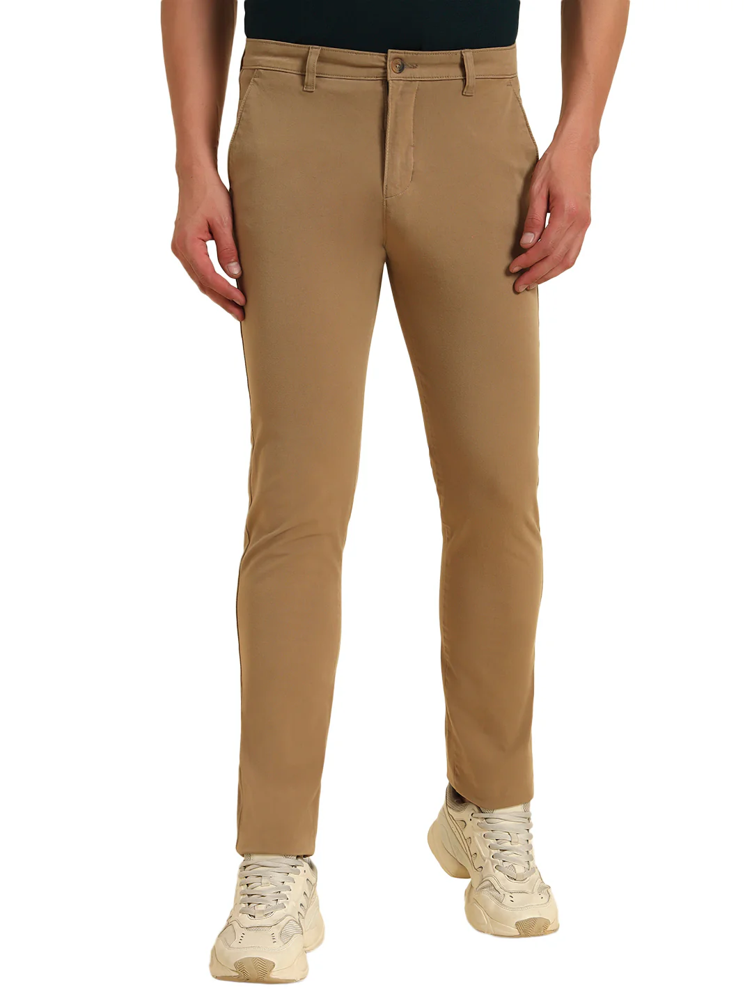 Casual Trouser for Men | Breathable & Soft with Color Fastness Regular Fit Cotton Blend Fabric Solid Pattern Button Closure - Image 2