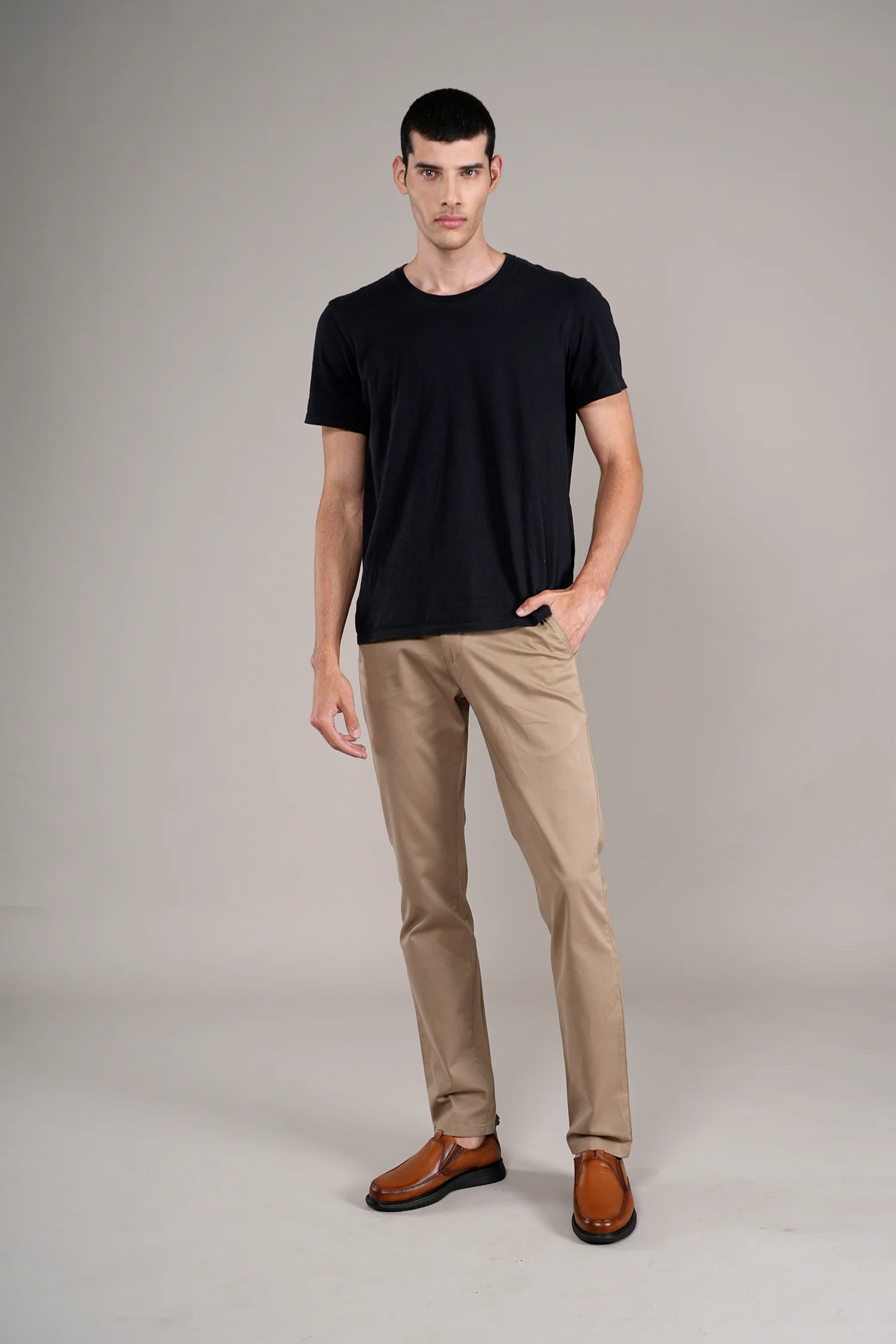 Casual Trouser for Men | Breathable & Soft with Color Fastness Regular Fit Cotton Blend Fabric Solid Pattern Button Closure - Image 2