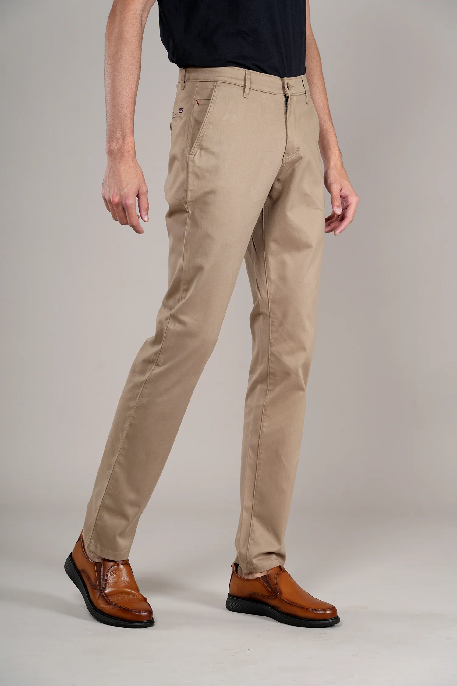 Casual Trouser for Men | Breathable & Soft with Color Fastness Regular Fit Cotton Blend Fabric Solid Pattern Button Closure - Image 4