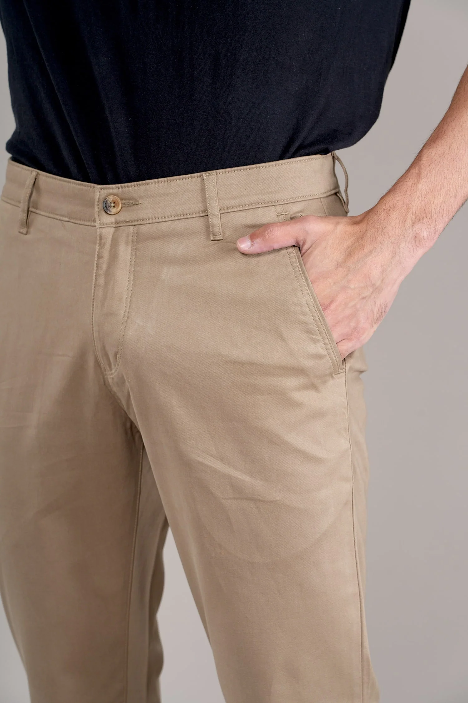 Casual Trouser for Men | Breathable & Soft with Color Fastness Regular Fit Cotton Blend Fabric Solid Pattern Button Closure - Image 6