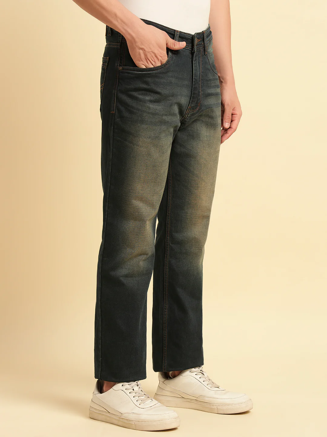 Denim Jeans for Men | Breathable & Soft with Color Fastness Straight Fit Cotton Fabric Solid Pattern Button Closure - Image 4