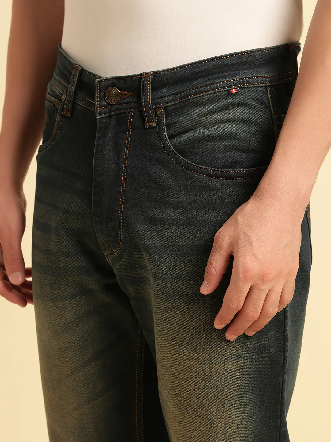 Denim Jeans for Men | Breathable & Soft with Color Fastness Straight Fit Cotton Fabric Solid Pattern Button Closure - Image 6