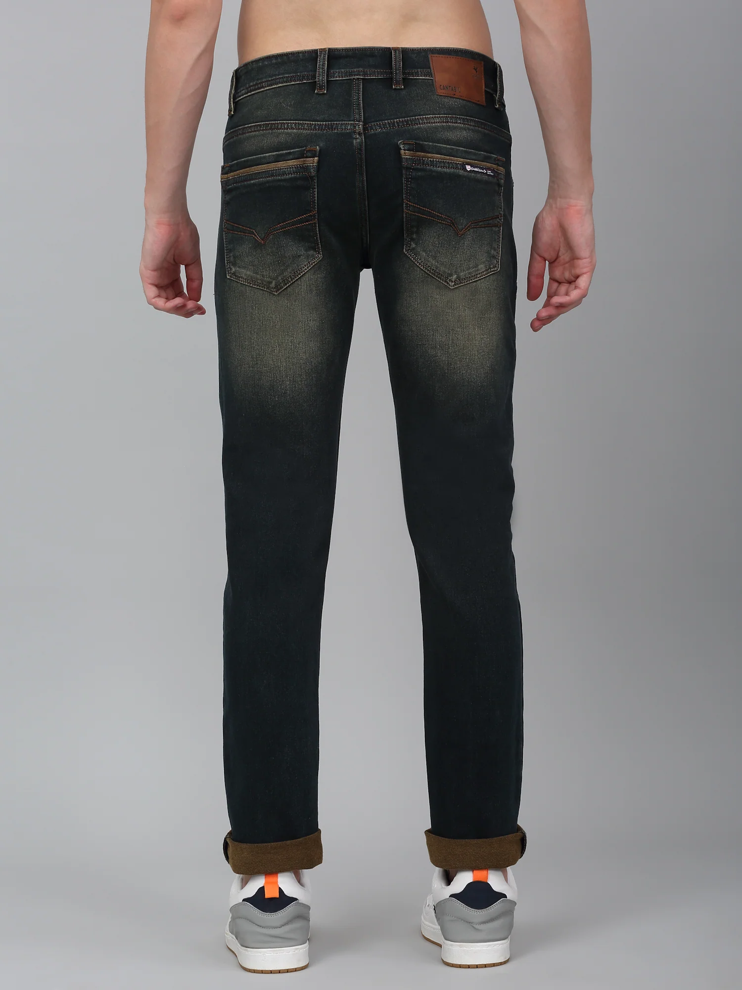 Denim Jeans for Men l Breathable & Soft with Color Fastness Ultra Narrow Fit Cotton Fabric Solid Pattern Button Closure - Image 2