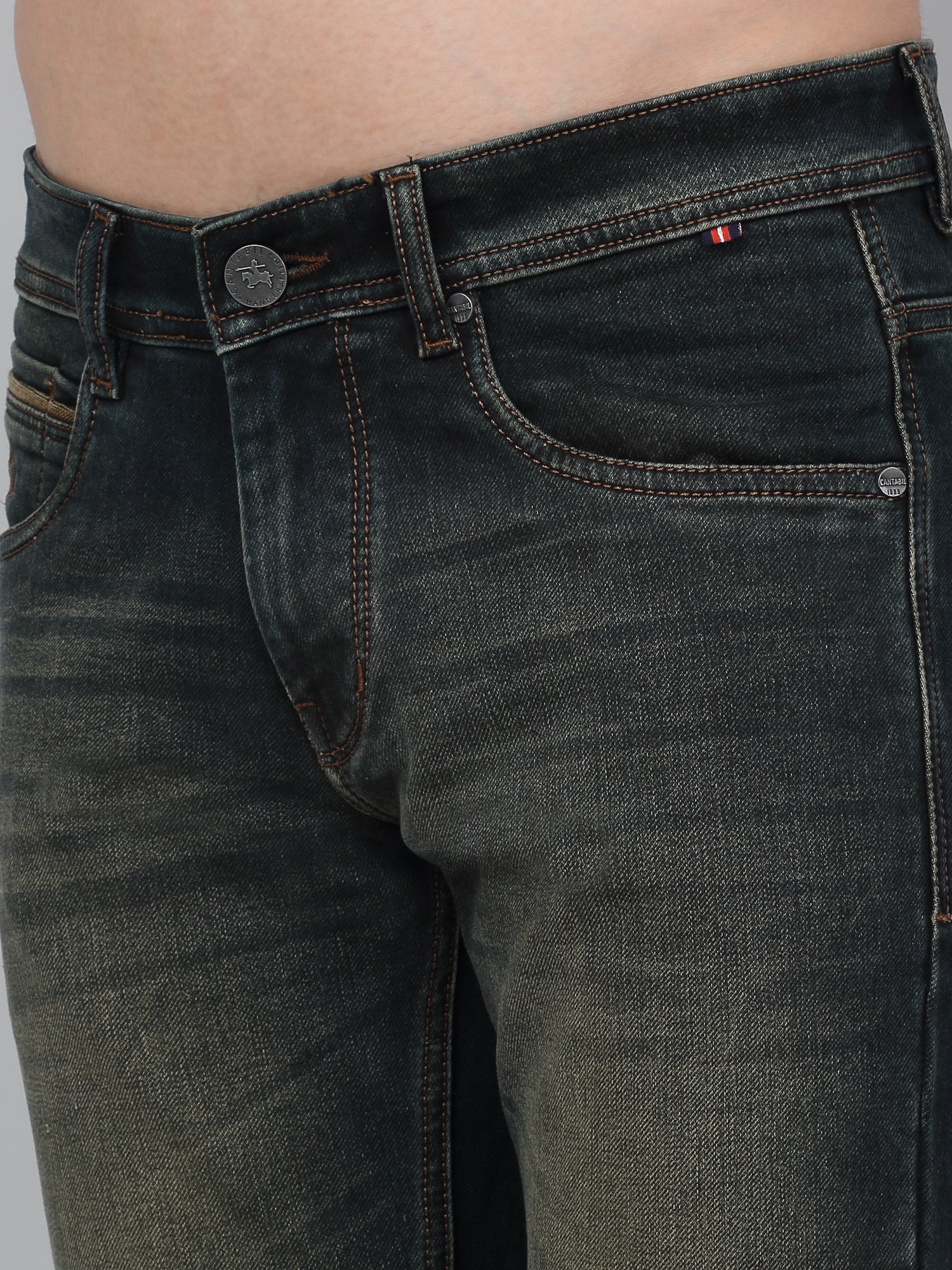 Denim Jeans for Men l Breathable & Soft with Color Fastness Ultra Narrow Fit Cotton Fabric Solid Pattern Button Closure - Image 5