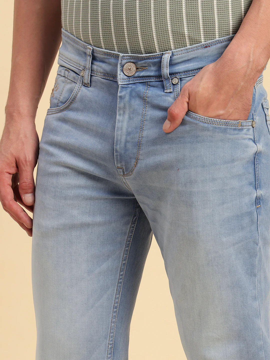 Denim Jeans for Men l Breathable & Soft with Color Fastness Slim Fit Cotton Fabric Solid Pattern Button Closure - Image 10
