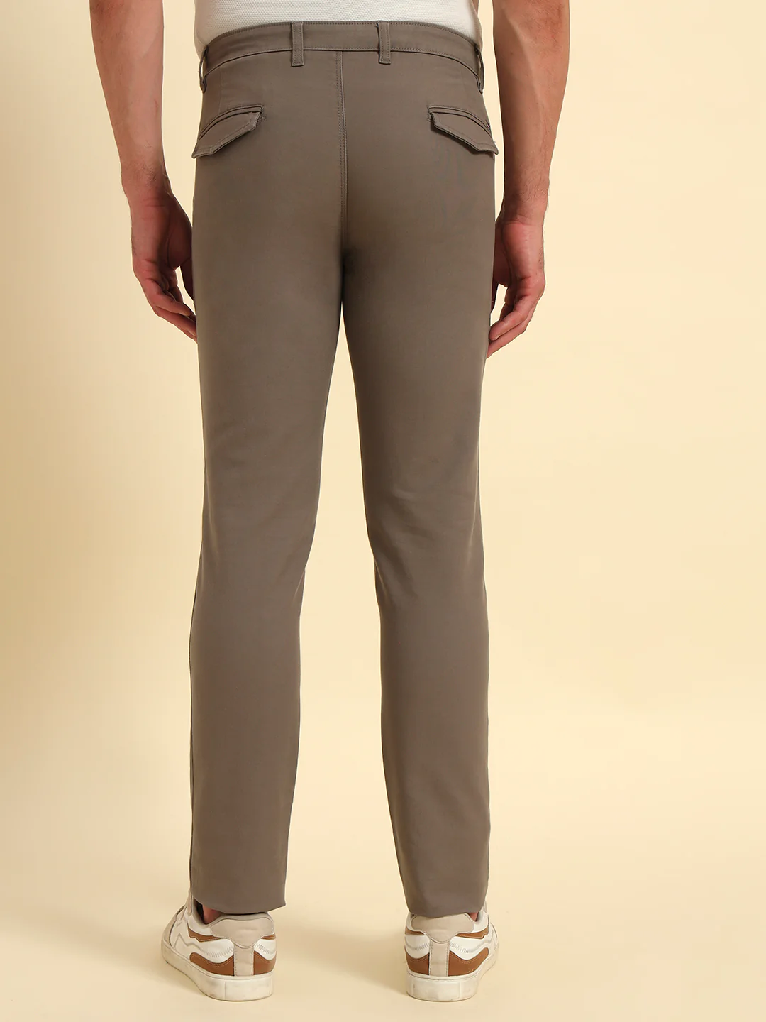 Casual Trouser for Men | Breathable & Soft with Color Fastness Regular Fit Cotton Blend Fabric Solid Pattern Button Closure - Image 3