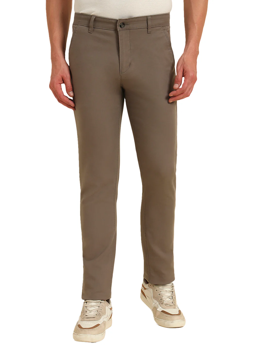 Casual Trouser for Men | Breathable & Soft with Color Fastness Regular Fit Cotton Blend Fabric Solid Pattern Button Closure - Image 4
