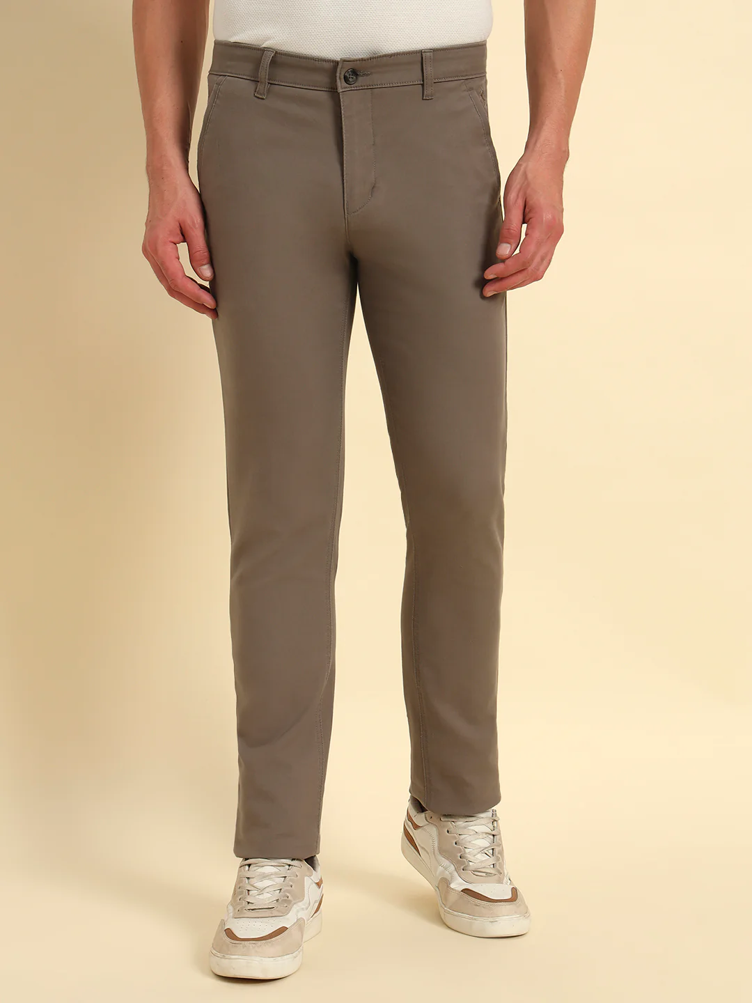 Casual Trouser for Men | Breathable & Soft with Color Fastness Regular Fit Cotton Blend Fabric Solid Pattern Button Closure - Image 5