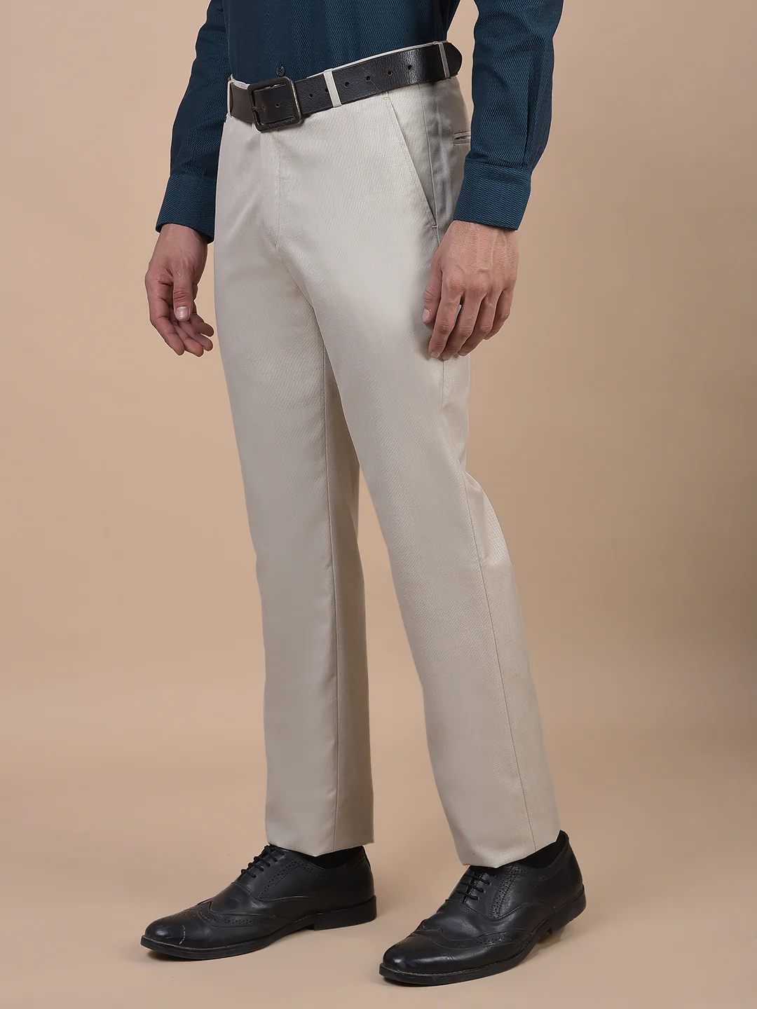 Formal Trouser for Men | Breathable & Soft with Color Fastness Regular Fit Poly Viscose Fabric Self Design Pattern Hook & Eye Closure - Image 6