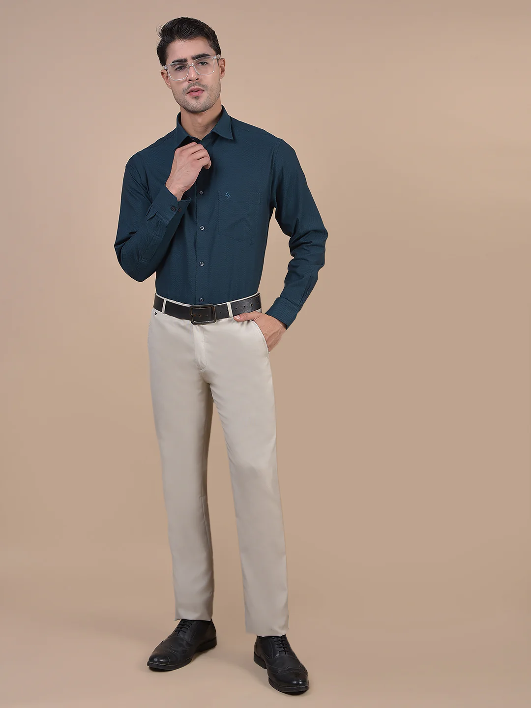 Formal Trouser for Men | Breathable & Soft with Color Fastness Regular Fit Poly Viscose Fabric Self Design Pattern Hook & Eye Closure - Image 7