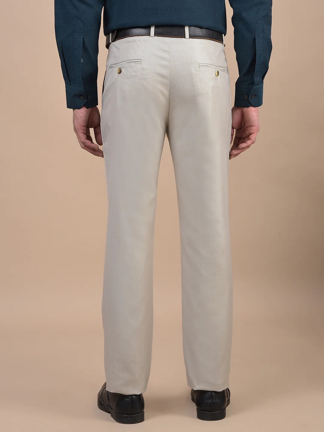 Formal Trouser for Men | Breathable & Soft with Color Fastness Regular Fit Poly Viscose Fabric Self Design Pattern Hook & Eye Closure - Image 8