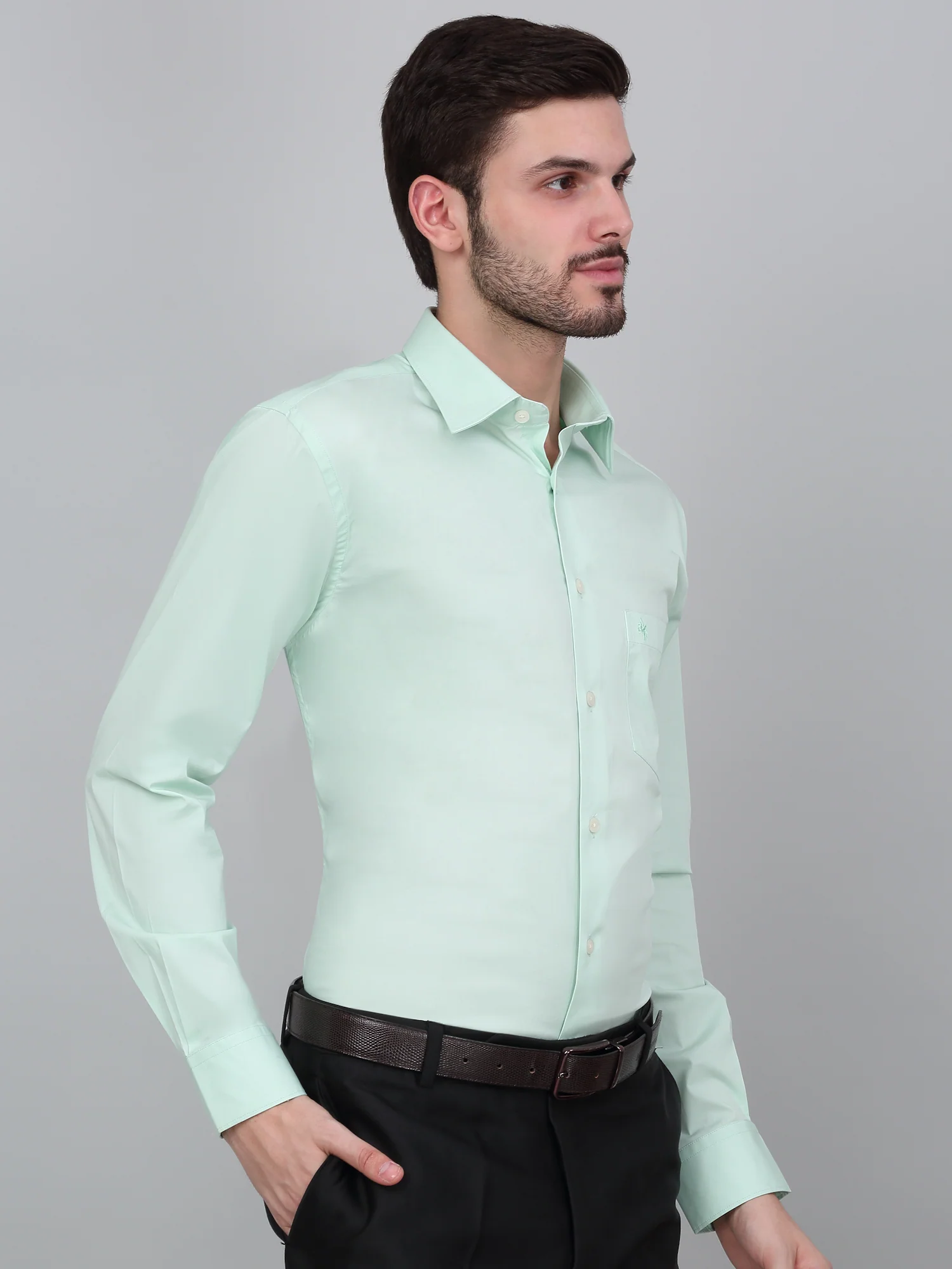 Formal Shirt for Men l Breathable & Soft with Color Fastness Regular Fit Spread Collar Neck Cotton Blend Fabric Solid Pattern - Image 3