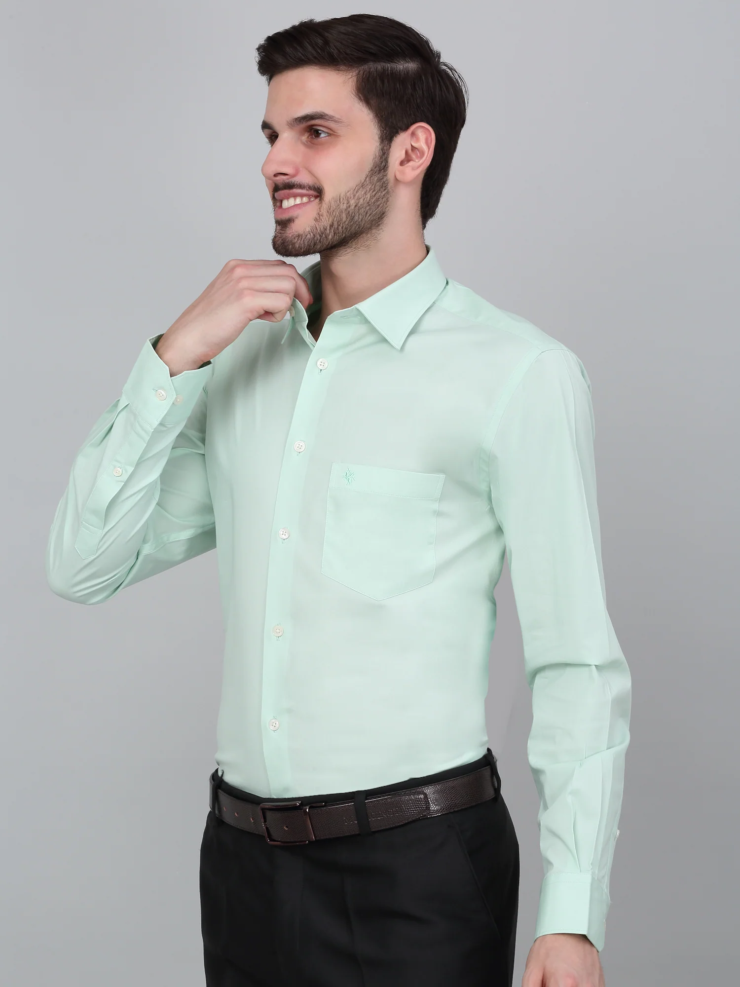 Formal Shirt for Men l Breathable & Soft with Color Fastness Regular Fit Spread Collar Neck Cotton Blend Fabric Solid Pattern - Image 4