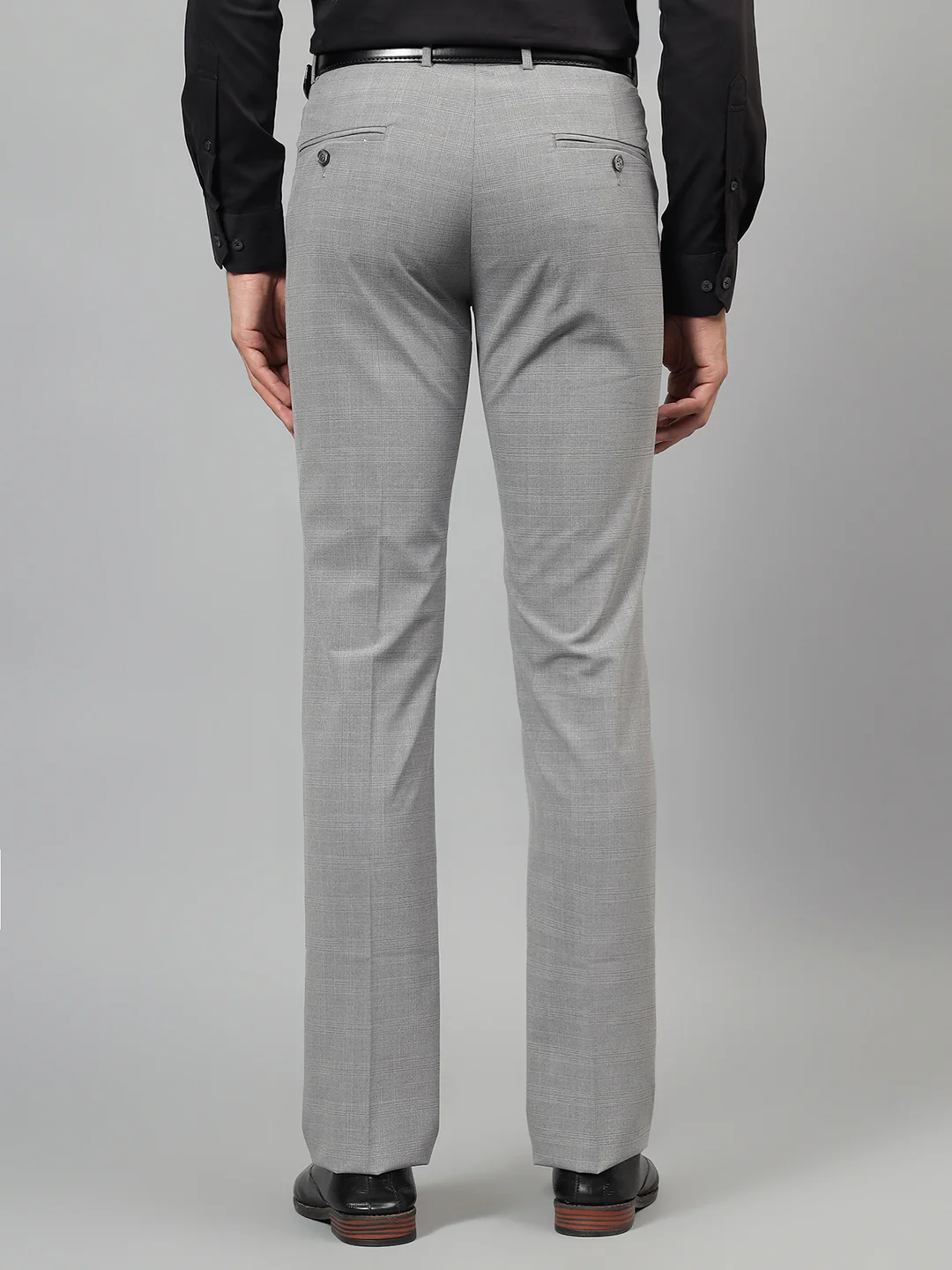 Formal Trouser for Men | Breathable & Soft with Color Fastness Regular Fit Poly Viscose Fabric Checkered Pattern Hook & Eye Closure - Image 3