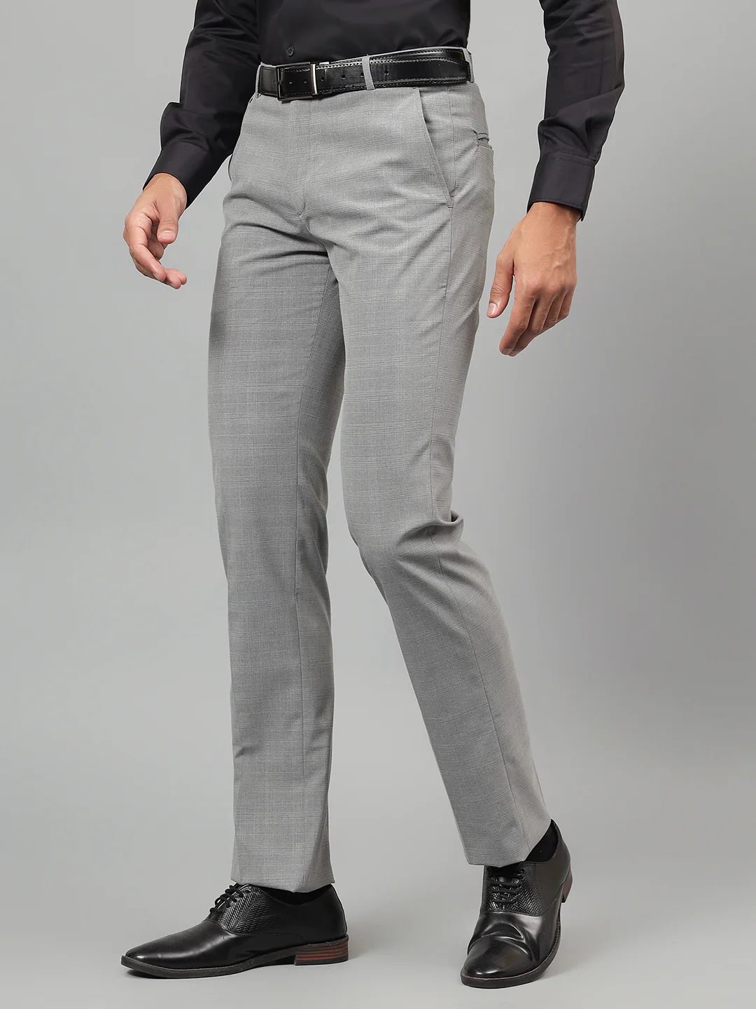 Formal Trouser for Men | Breathable & Soft with Color Fastness Regular Fit Poly Viscose Fabric Checkered Pattern Hook & Eye Closure - Image 4