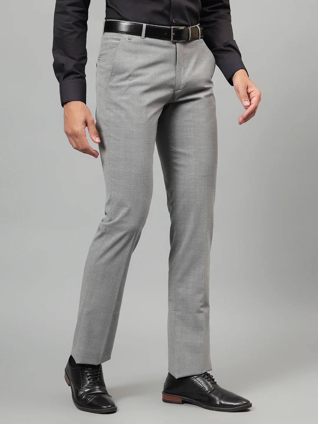 Formal Trouser for Men | Breathable & Soft with Color Fastness Regular Fit Poly Viscose Fabric Checkered Pattern Hook & Eye Closure - Image 5