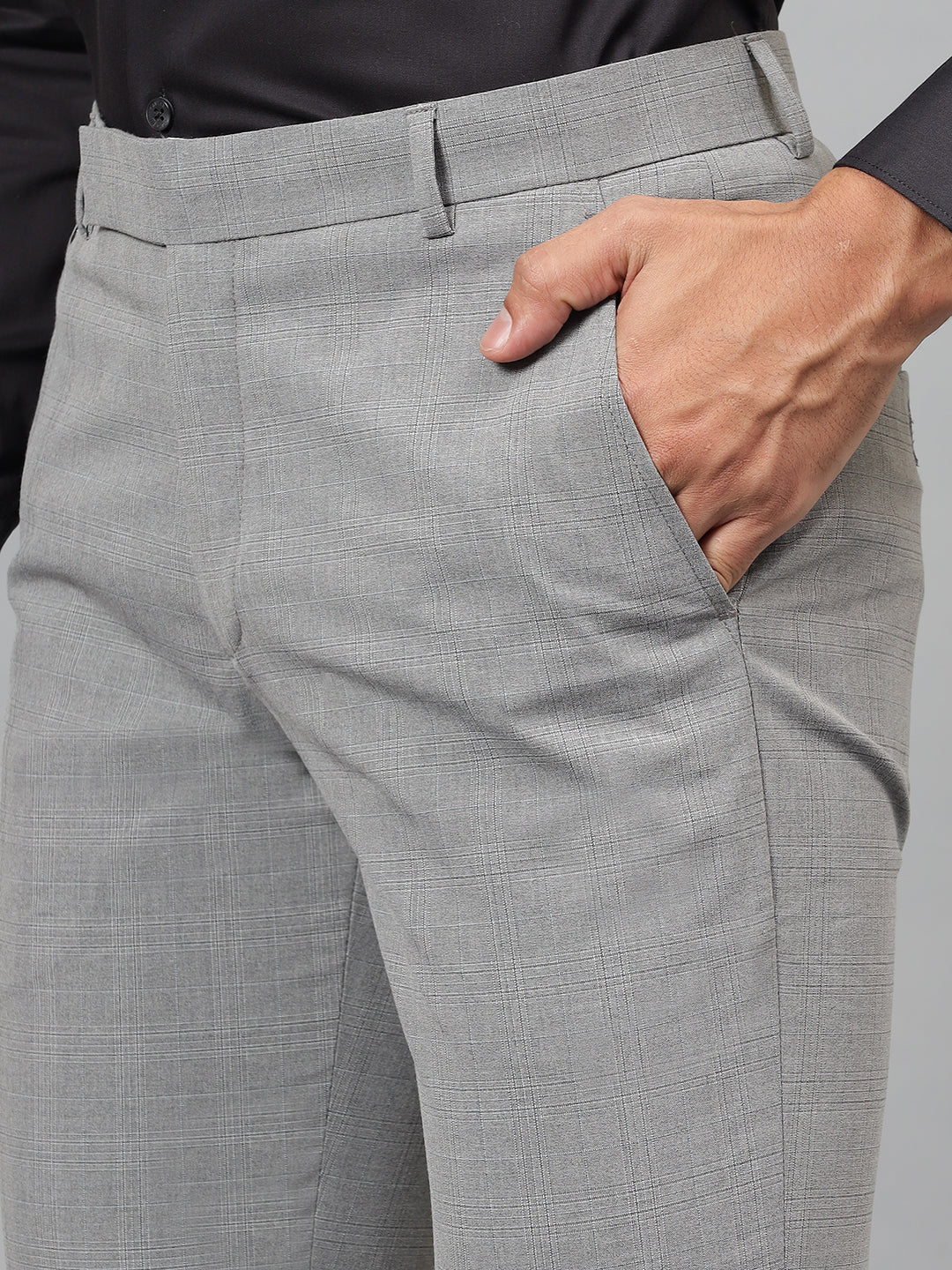 Formal Trouser for Men | Breathable & Soft with Color Fastness Regular Fit Poly Viscose Fabric Checkered Pattern Hook & Eye Closure - Image 6