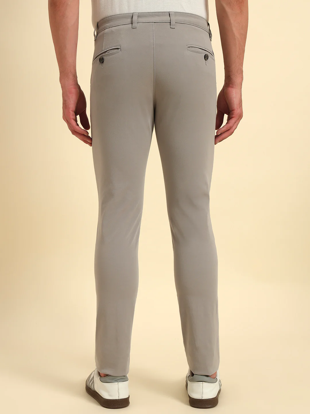 Casual Trouser for Men | Breathable & Soft with Color Fastness Regular Fit Cotton Blend Fabric Solid Pattern Button Closure - Image 3
