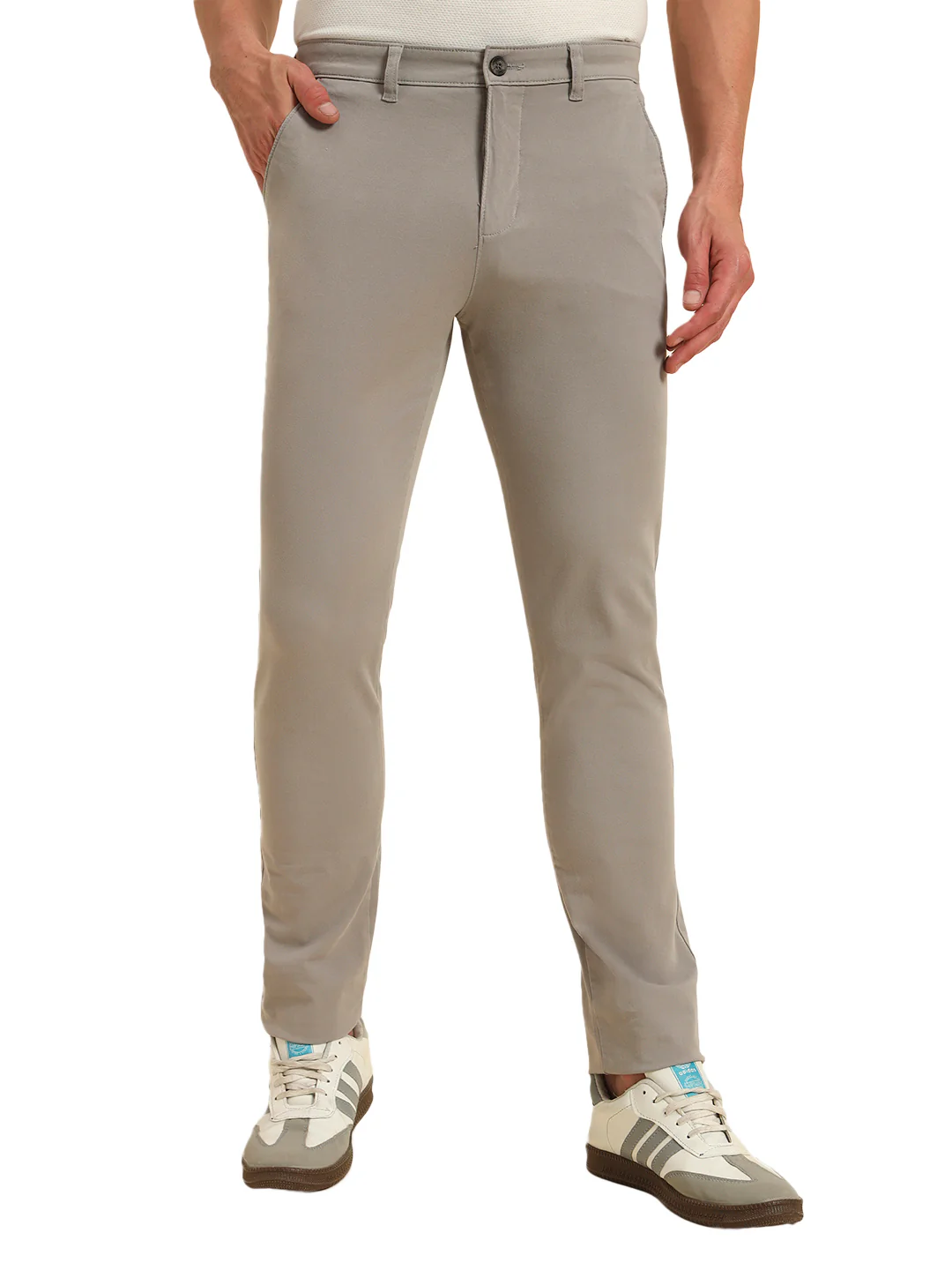 Casual Trouser for Men | Breathable & Soft with Color Fastness Regular Fit Cotton Blend Fabric Solid Pattern Button Closure - Image 4