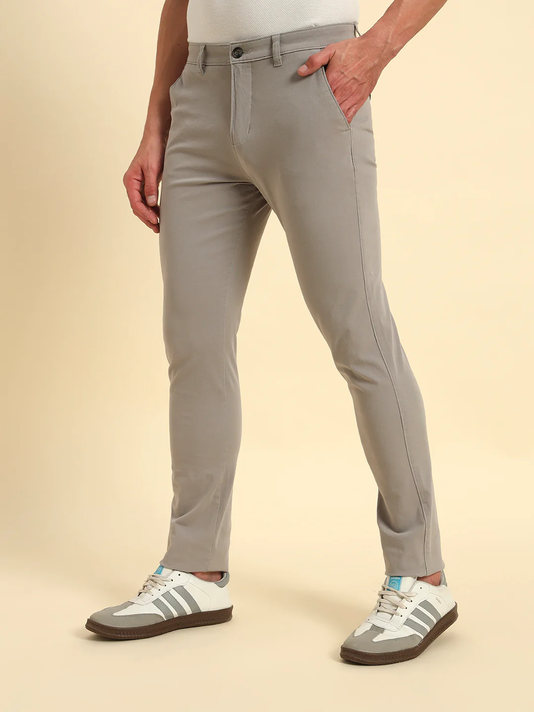 Casual Trouser for Men | Breathable & Soft with Color Fastness Regular Fit Cotton Blend Fabric Solid Pattern Button Closure - Image 6