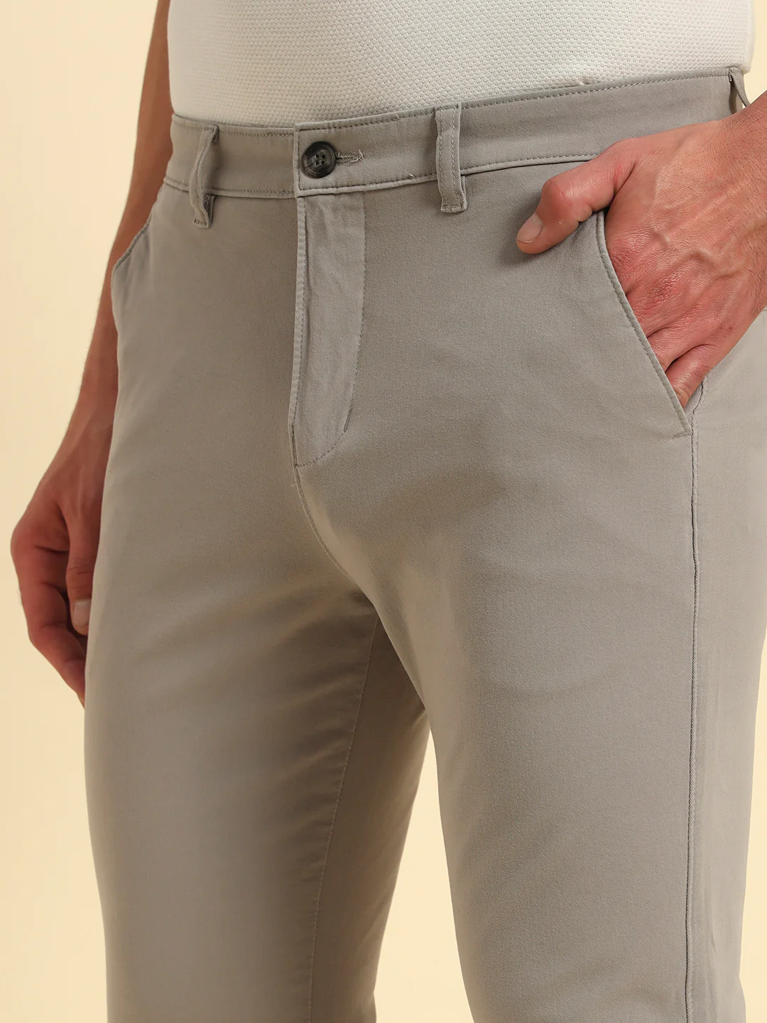 Casual Trouser for Men | Breathable & Soft with Color Fastness Regular Fit Cotton Blend Fabric Solid Pattern Button Closure - Image 8