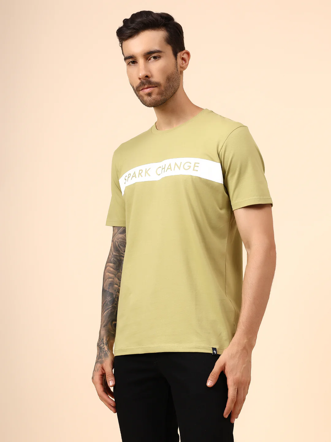 T-Shirt for Men | Breathable & Soft with Color Fastness Regular Fit Round Neck Cotton Blend Fabric Printed Pattern - Image 3