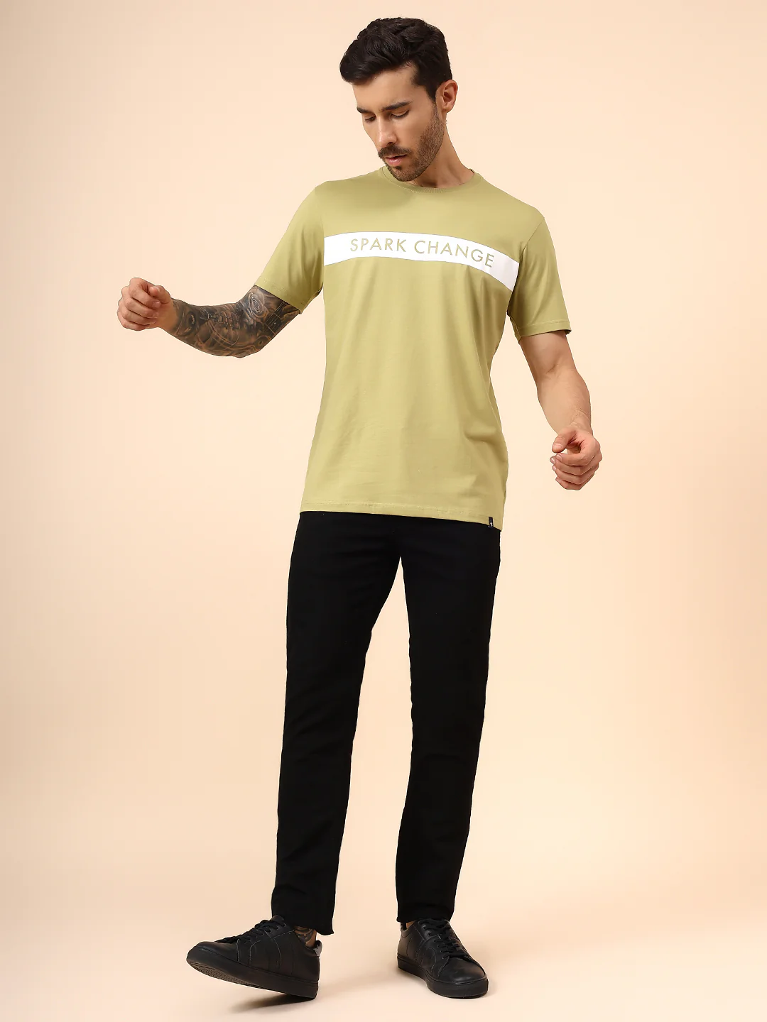 T-Shirt for Men | Breathable & Soft with Color Fastness Regular Fit Round Neck Cotton Blend Fabric Printed Pattern - Image 7