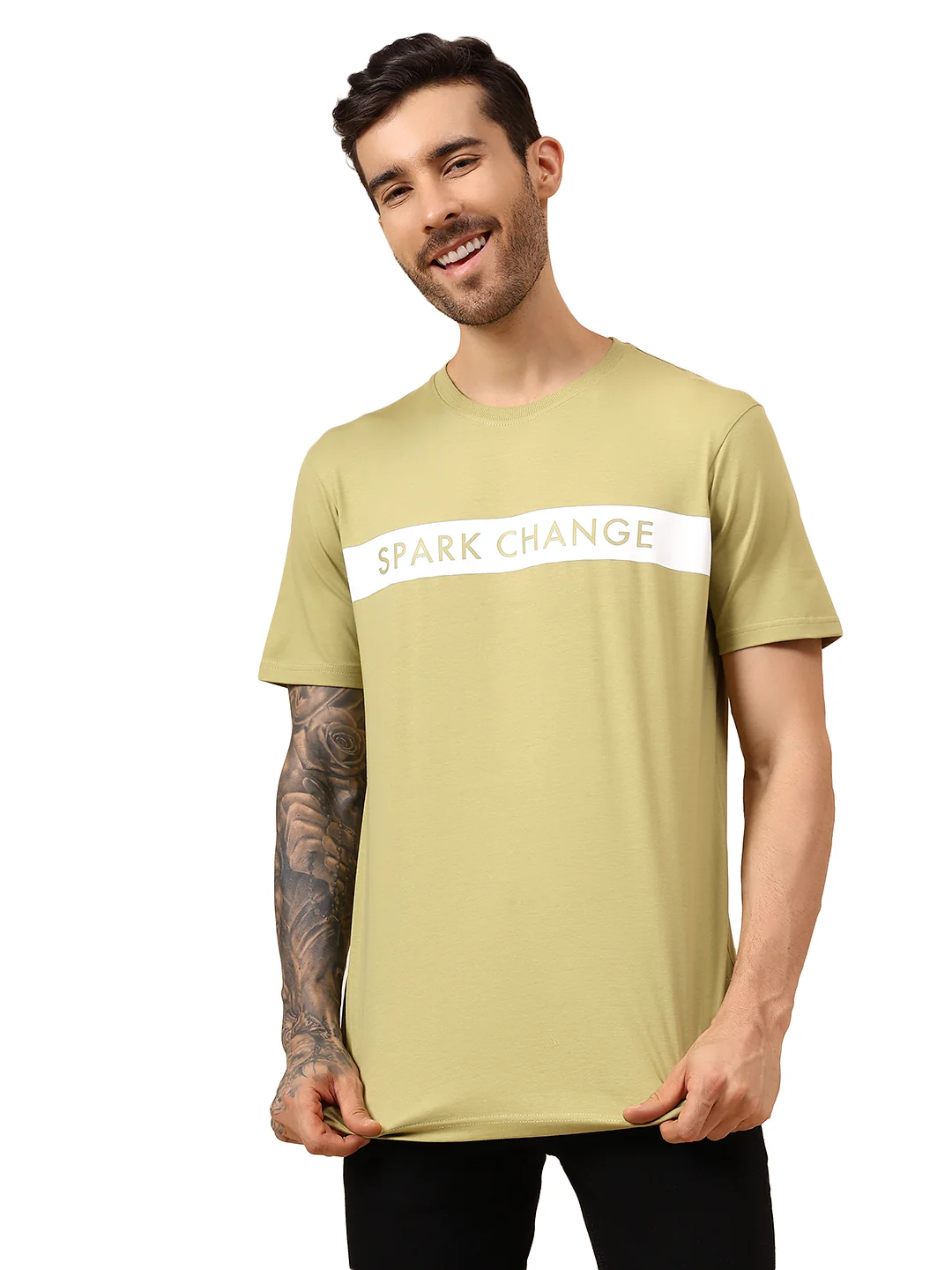 T-Shirt for Men | Breathable & Soft with Color Fastness Regular Fit Round Neck Cotton Blend Fabric Printed Pattern - Image 8