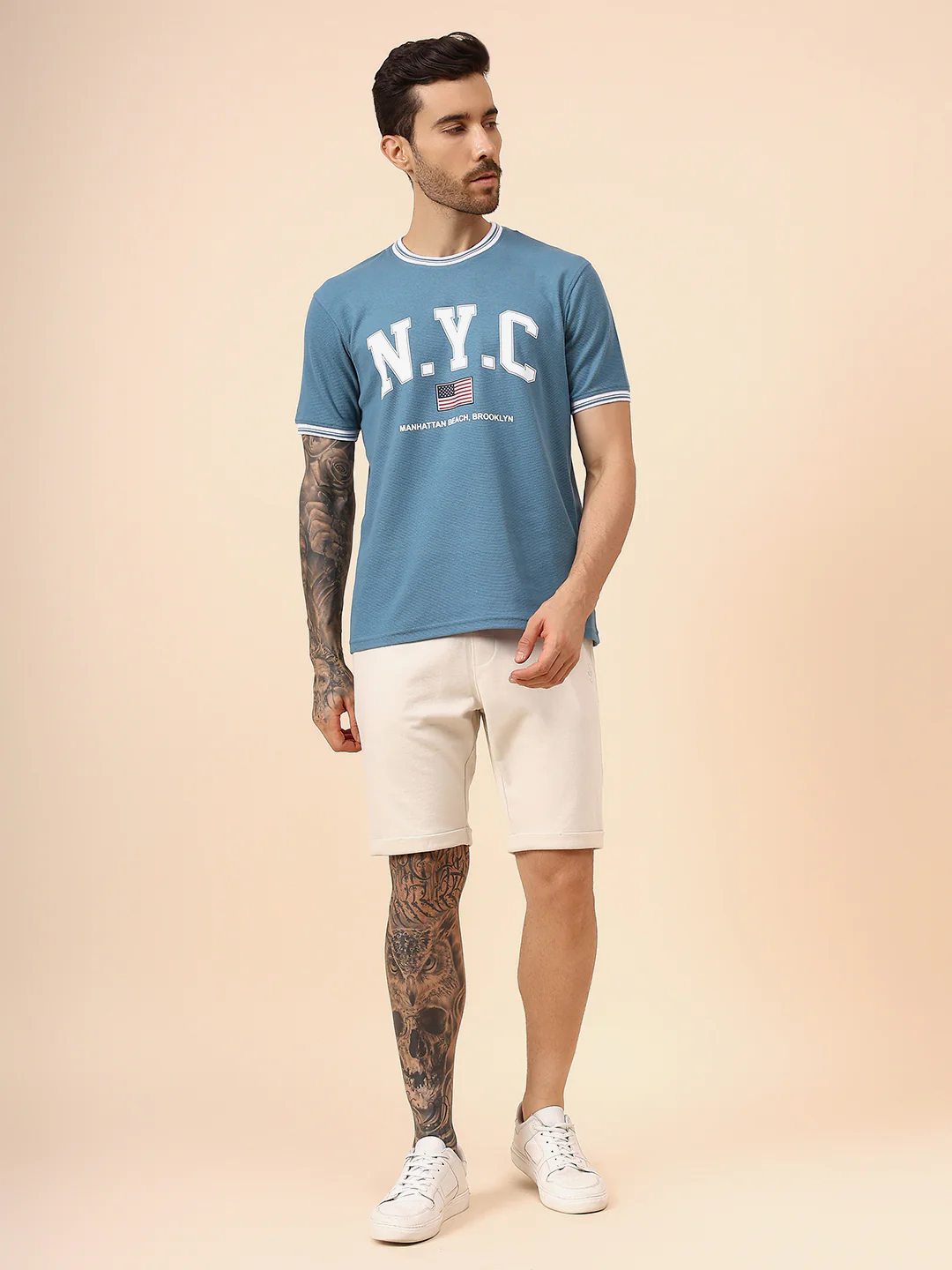 T-Shirt for Men | Breathable & Soft with Color Fastness Regular Fit Round Neck Poly Cotton Fabric Printed Pattern - Image 7