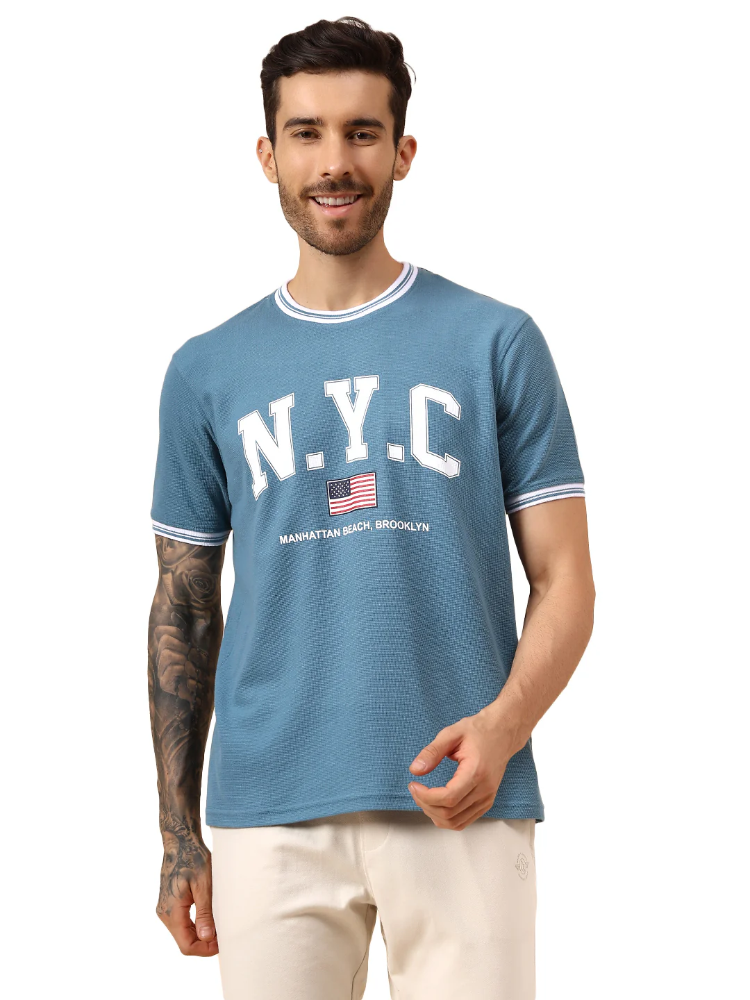 T-Shirt for Men | Breathable & Soft with Color Fastness Regular Fit Round Neck Poly Cotton Fabric Printed Pattern - Image 8