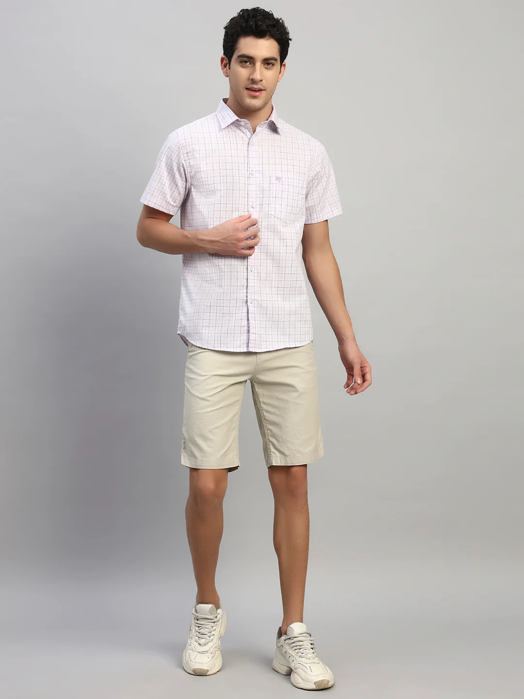 Casual Shirt for Men | Breathable & Soft with Color Fastness Regular Fit Spread Collar Neck Cotton Fabric Checkered Pattern - Image 2