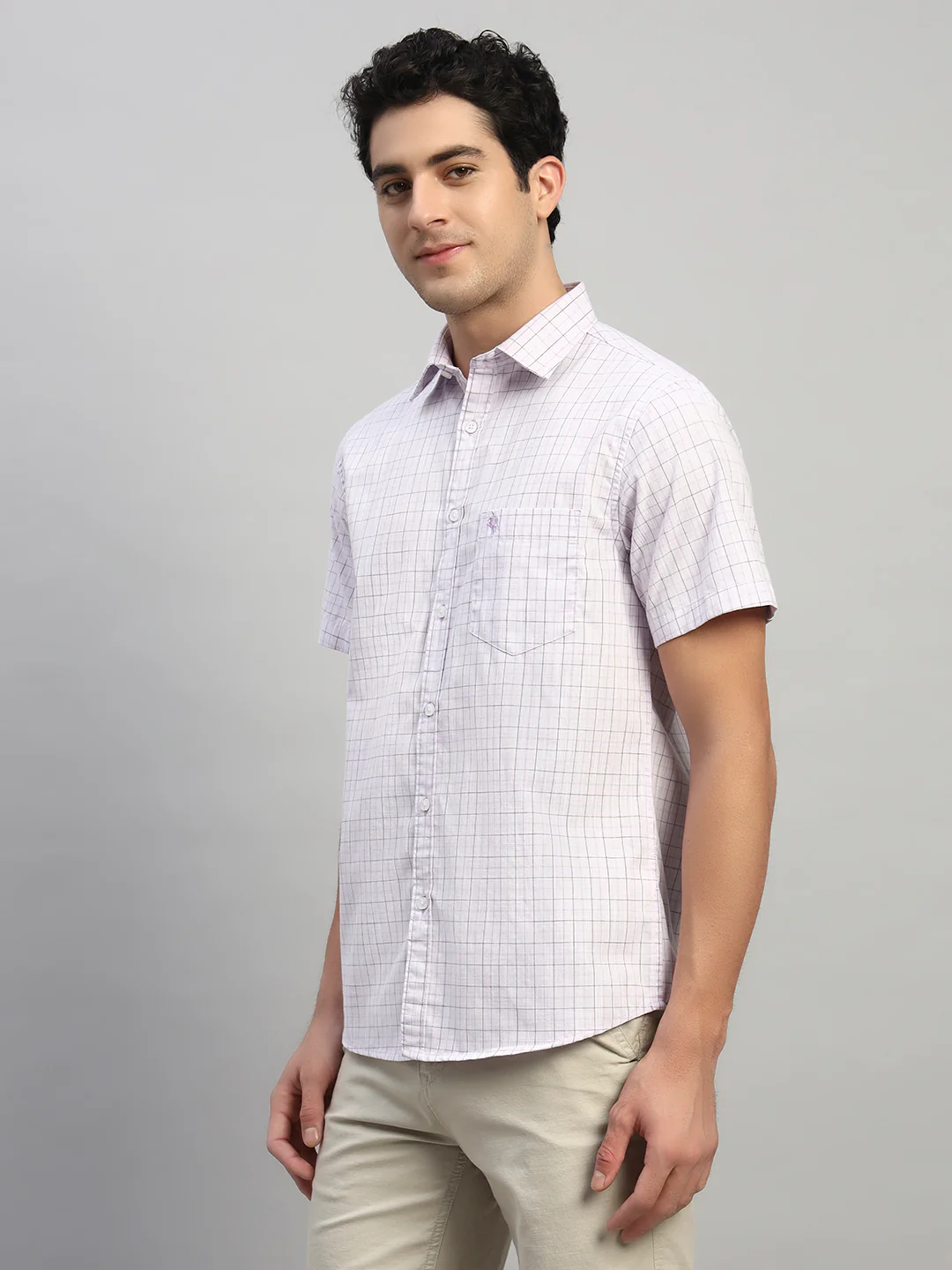 Casual Shirt for Men | Breathable & Soft with Color Fastness Regular Fit Spread Collar Neck Cotton Fabric Checkered Pattern - Image 5