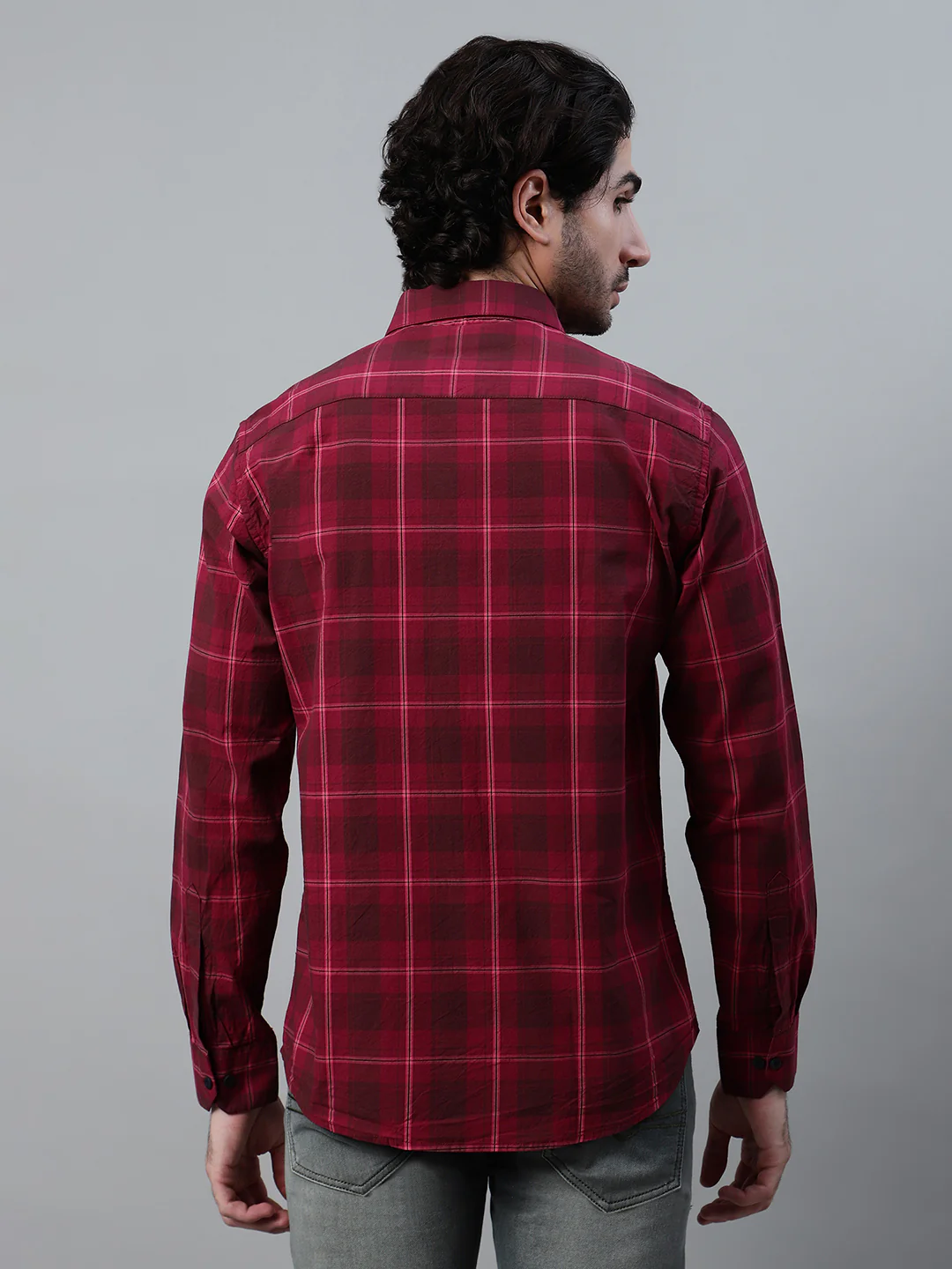 Casual Shirt for Men | Breathable & Soft with Color Fastness Regular Fit Spread Collar Neck Cotton Fabric Checkered Pattern - Image 2