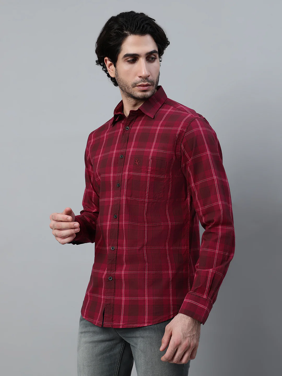 Casual Shirt for Men | Breathable & Soft with Color Fastness Regular Fit Spread Collar Neck Cotton Fabric Checkered Pattern - Image 3