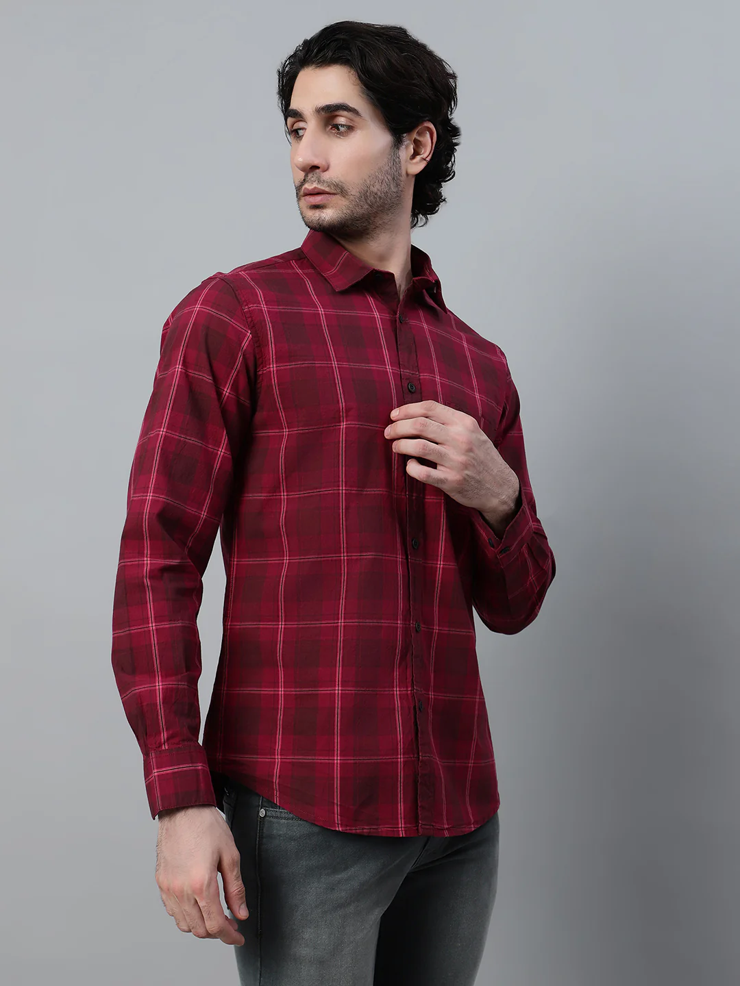 Casual Shirt for Men | Breathable & Soft with Color Fastness Regular Fit Spread Collar Neck Cotton Fabric Checkered Pattern - Image 4
