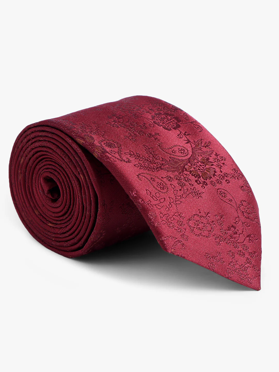 Men's Maroon Floral Printed Broad Tie - Image 3