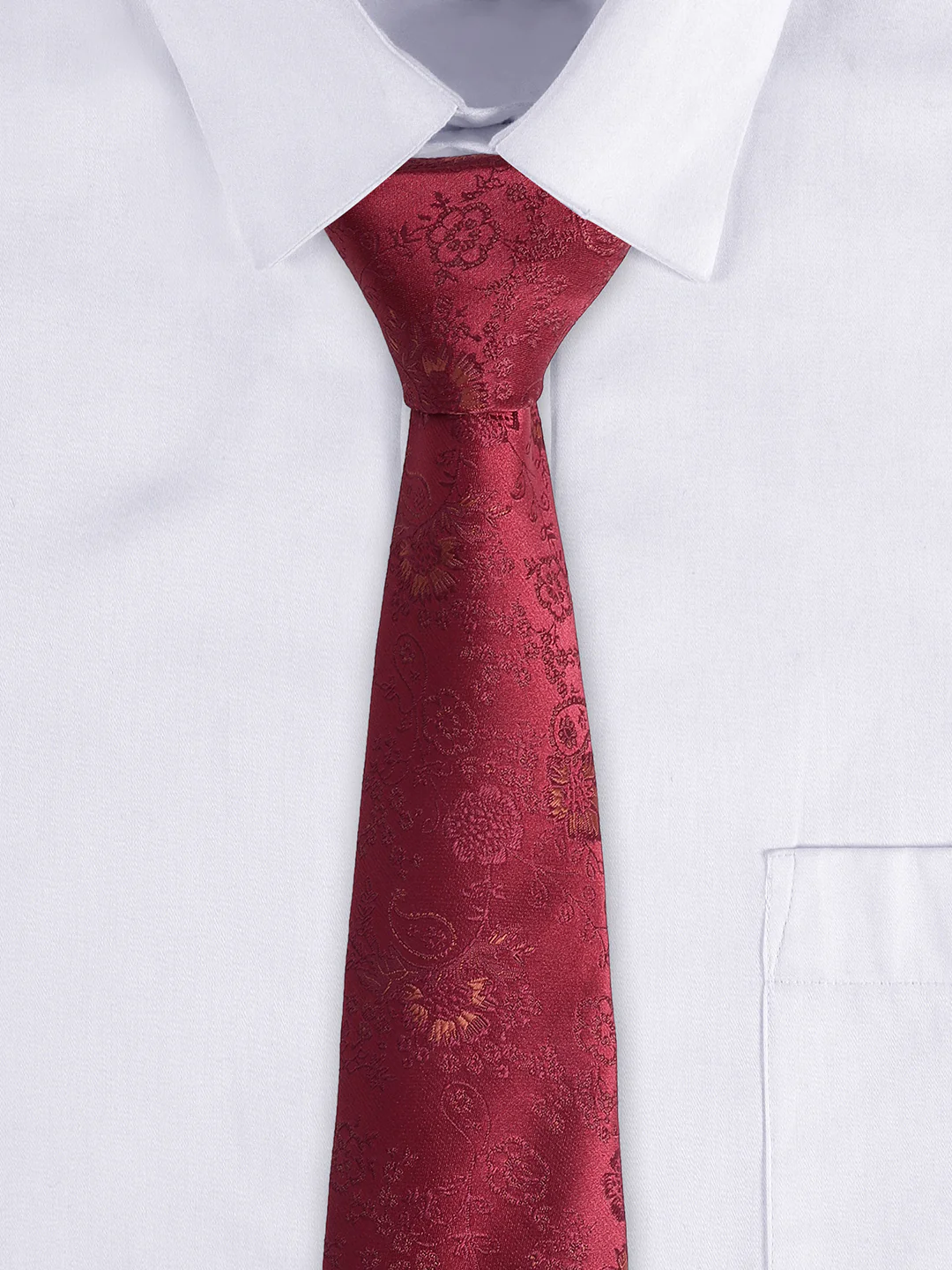 Men's Maroon Floral Printed Broad Tie - Image 6