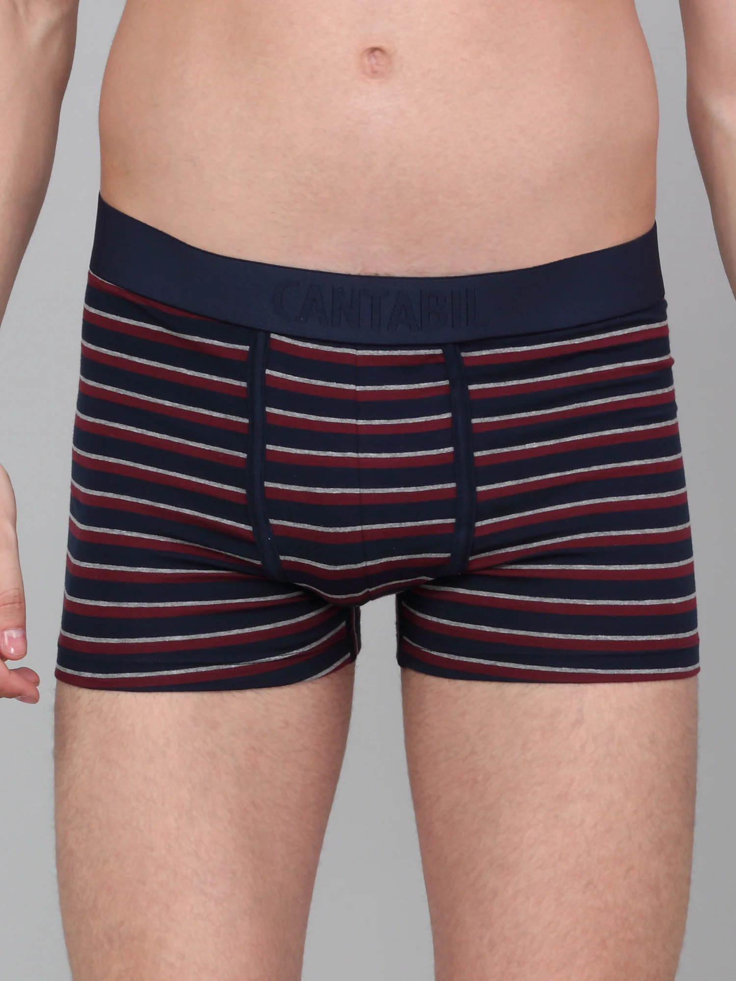 Men's Maroon Pack of 2 Striped Cotton Stretch Briefs - Image 3