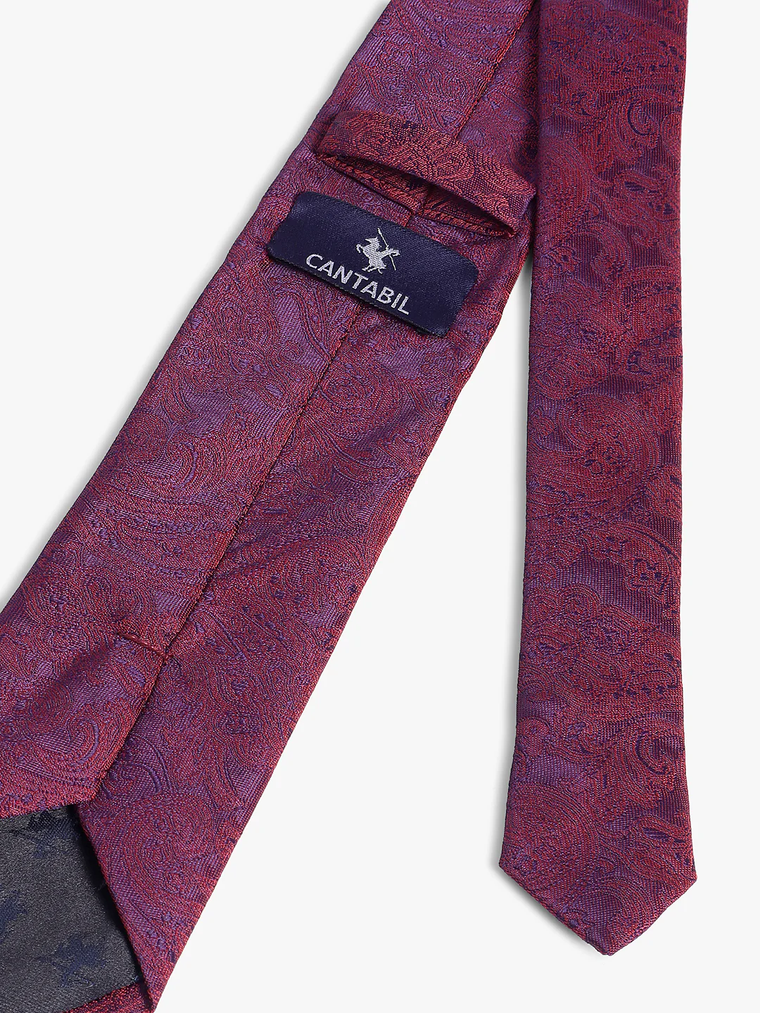Men's Maroon Paisley Printed Broad Tie - Image 3