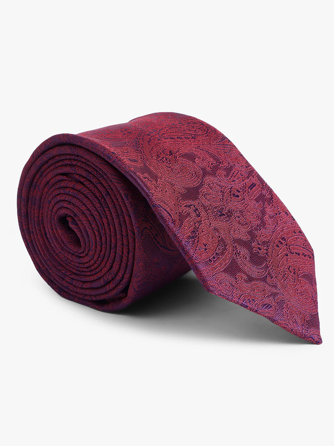 Men's Maroon Paisley Printed Broad Tie - Image 4