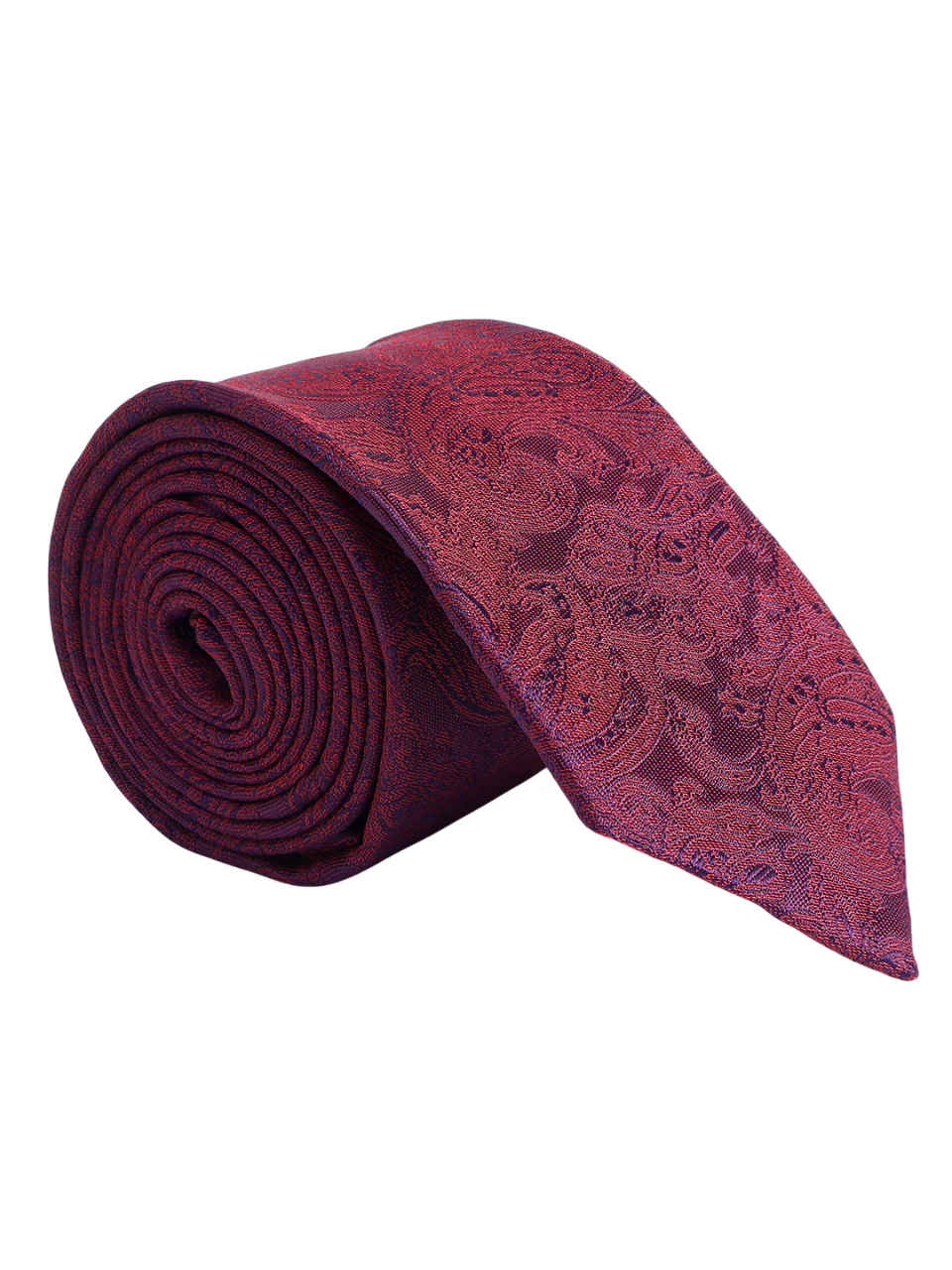 Men's Maroon Paisley Printed Broad Tie - Image 5