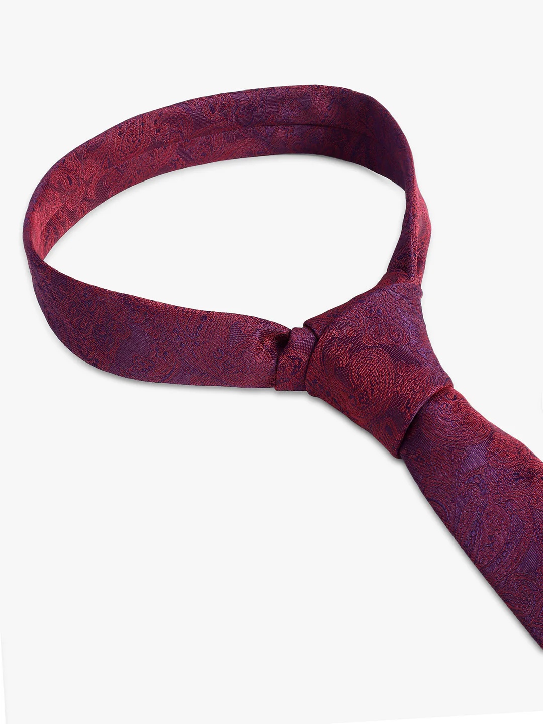 Men's Maroon Paisley Printed Broad Tie - Image 6