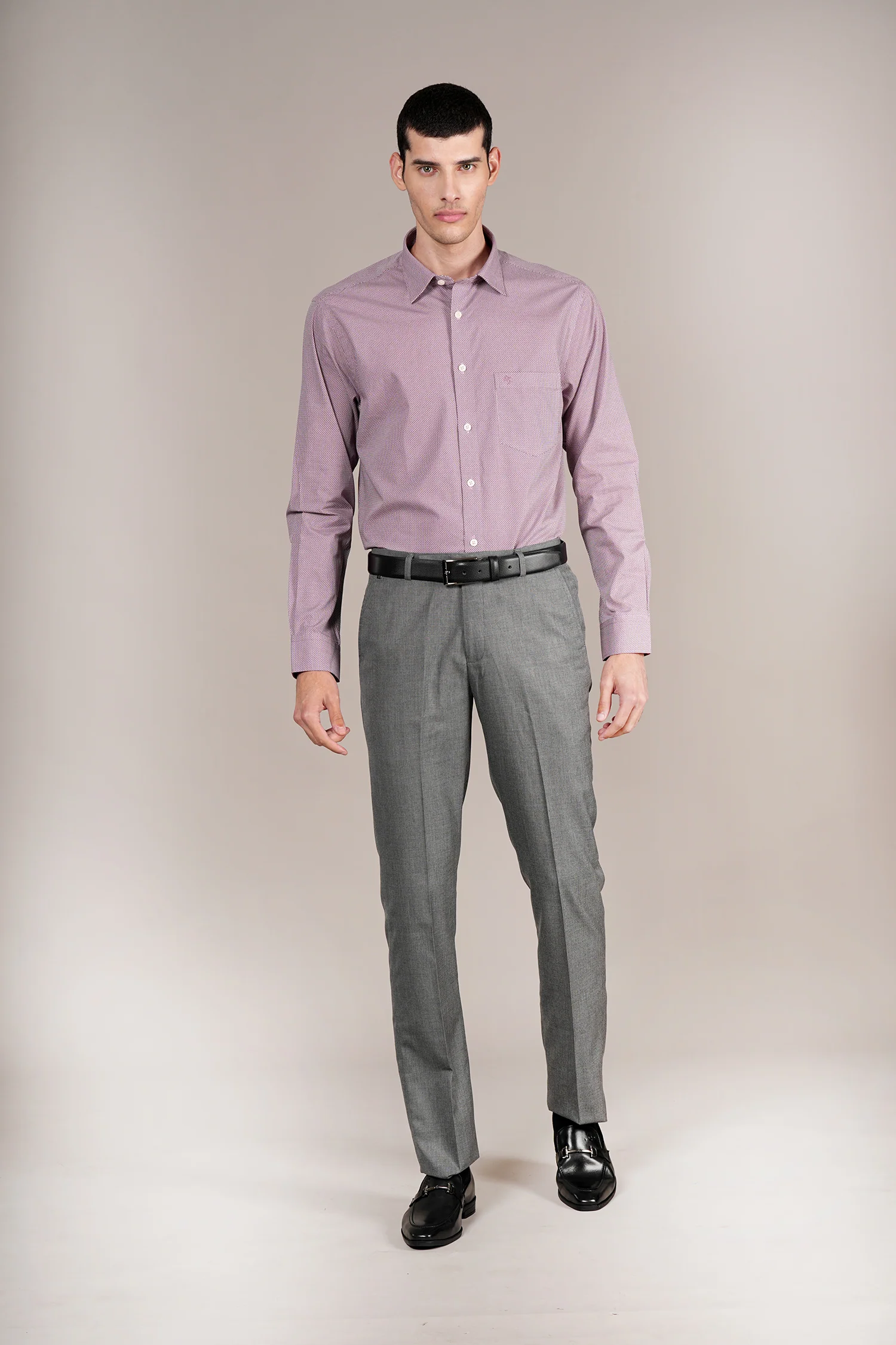 Formal Shirt for Men l Breathable & Soft with Color Fastness Regular Fit Spread Collar Neck Cotton Blend Fabric Self Design Pattern - Image 2