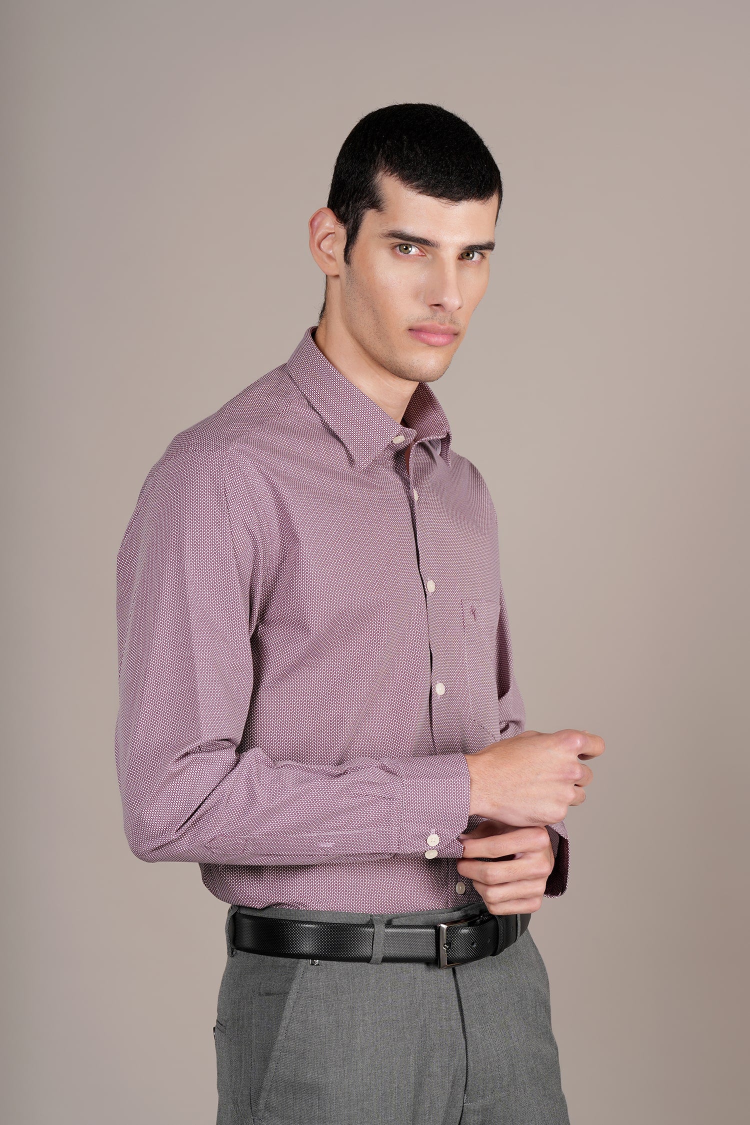 Formal Shirt for Men l Breathable & Soft with Color Fastness Regular Fit Spread Collar Neck Cotton Blend Fabric Self Design Pattern - Image 3