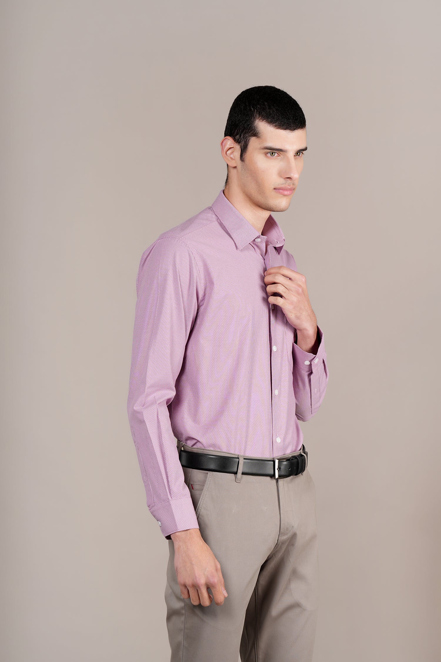 Formal Shirt for Men l Breathable & Soft with Color Fastness Regular Fit Spread Collar Neck Cotton Blend Fabric Self Design Pattern - Image 4