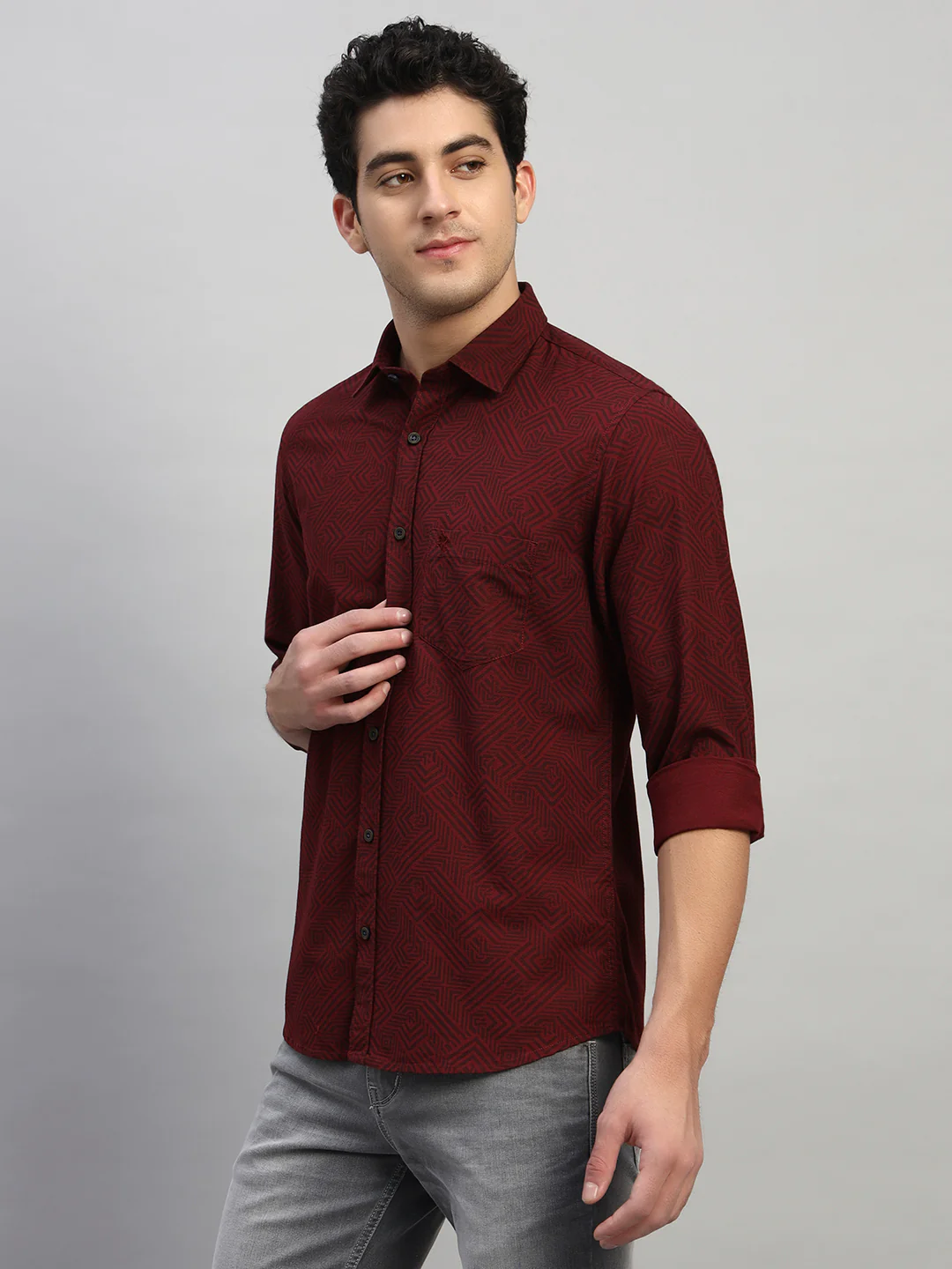 Casual Shirt for Men | Breathable & Soft with Color Fastness Regular Fit Spread Collar Neck Cotton Fabric Printed Pattern - Image 4