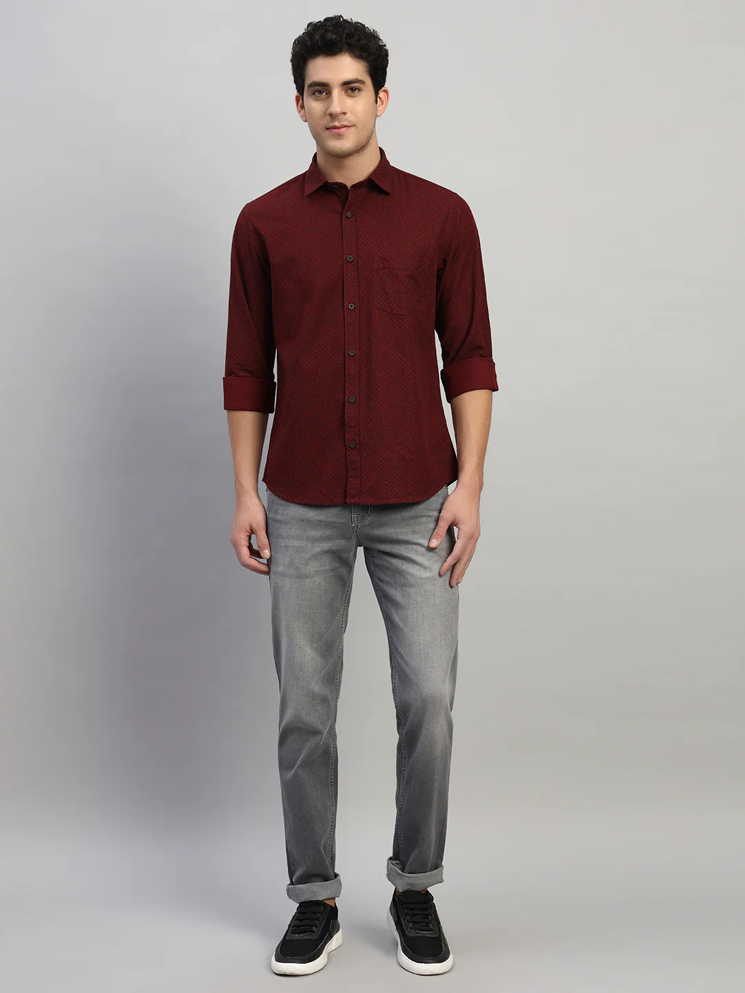 Casual Shirt for Men | Breathable & Soft with Color Fastness Regular Fit Spread Collar Neck Cotton Fabric Printed Pattern - Image 6