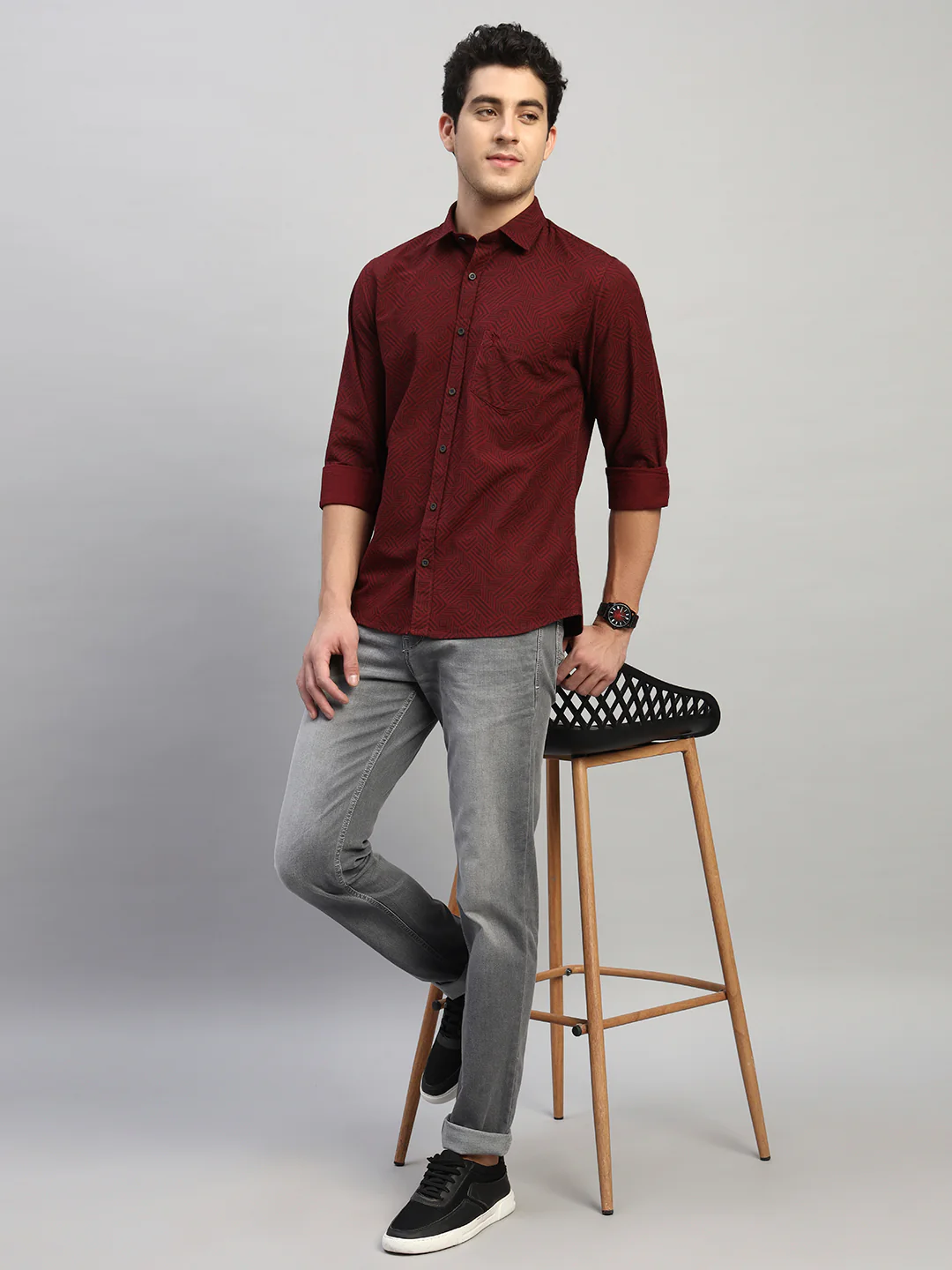 Casual Shirt for Men | Breathable & Soft with Color Fastness Regular Fit Spread Collar Neck Cotton Fabric Printed Pattern - Image 8